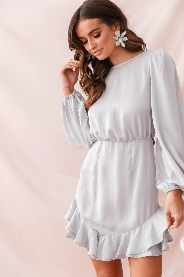 Sydney Double Bow Back Dress Silver - Image 6