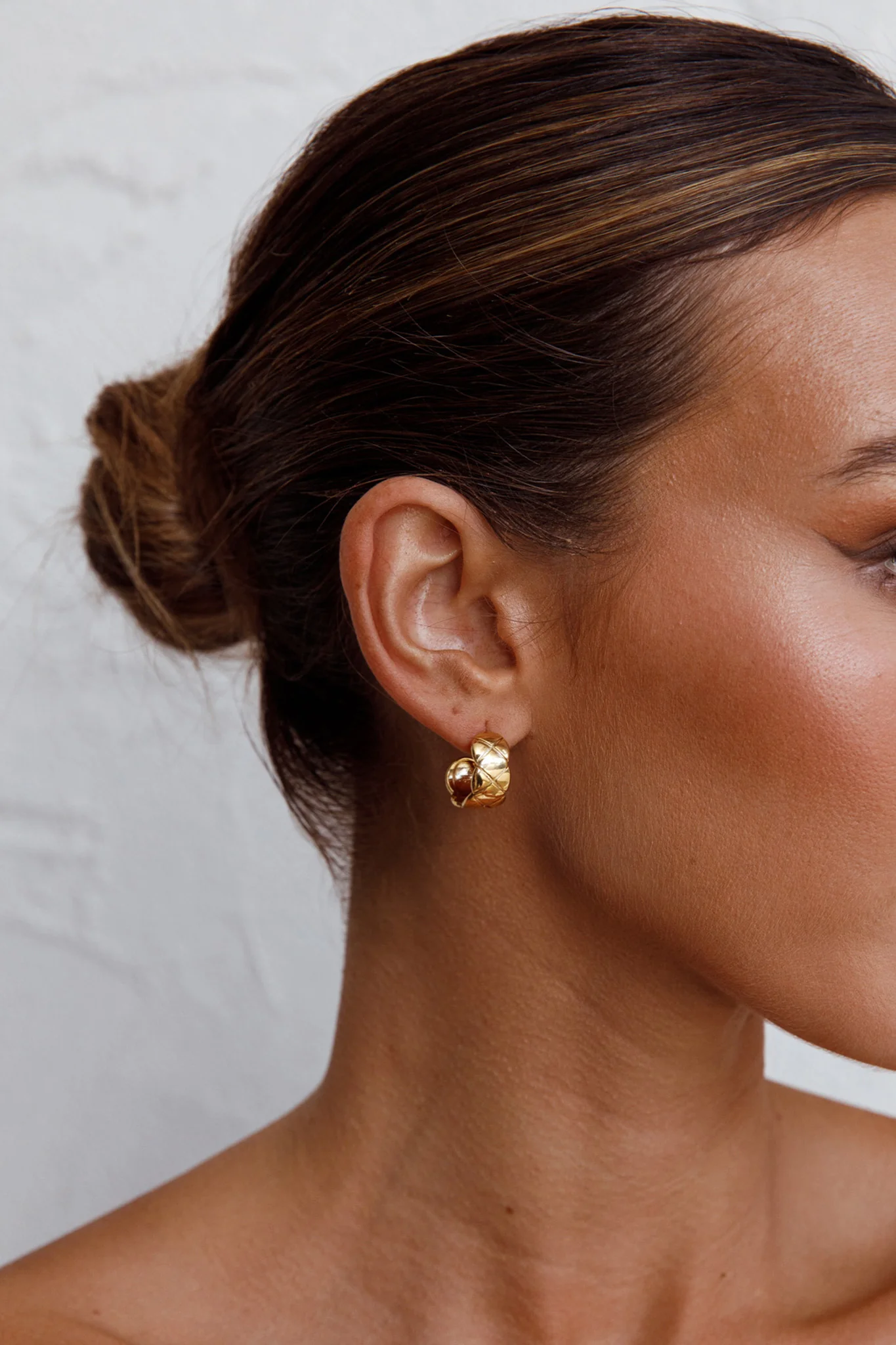 Symphony Woven Open Hoop Earrings Gold - Image 4