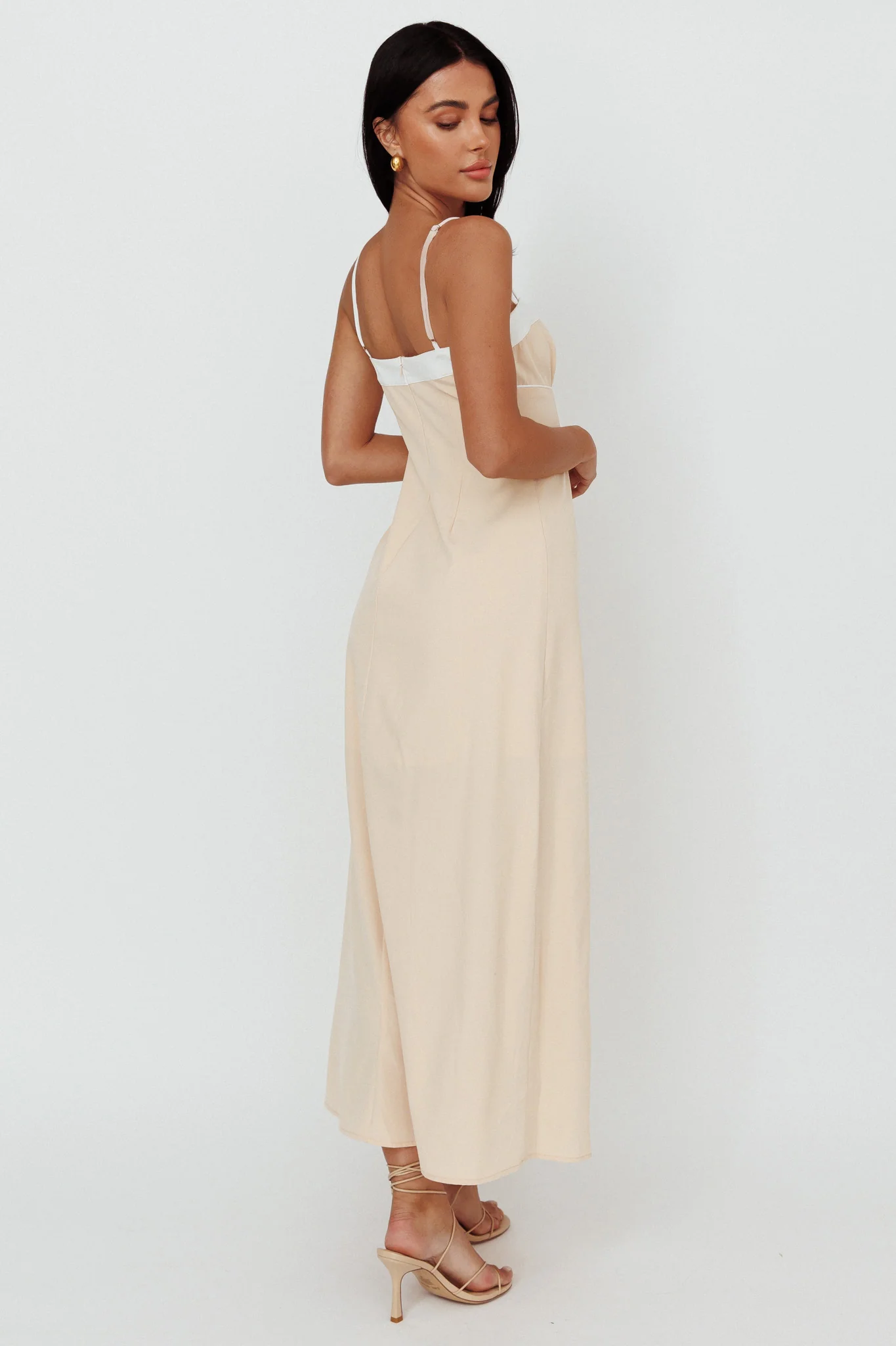 Taera Cami Strap Midi Dress Oat - Image 2