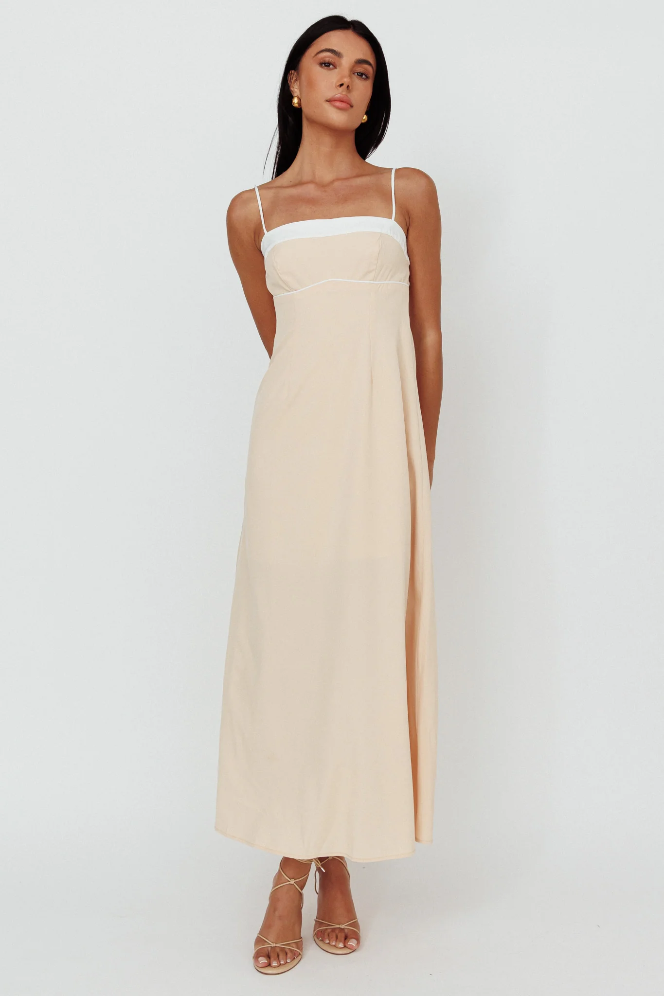 Taera Cami Strap Midi Dress Oat - Image 3