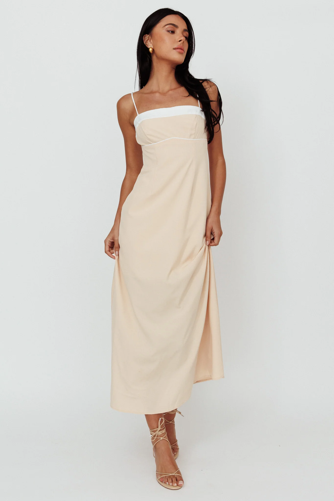 Taera Cami Strap Midi Dress Oat - Image 5