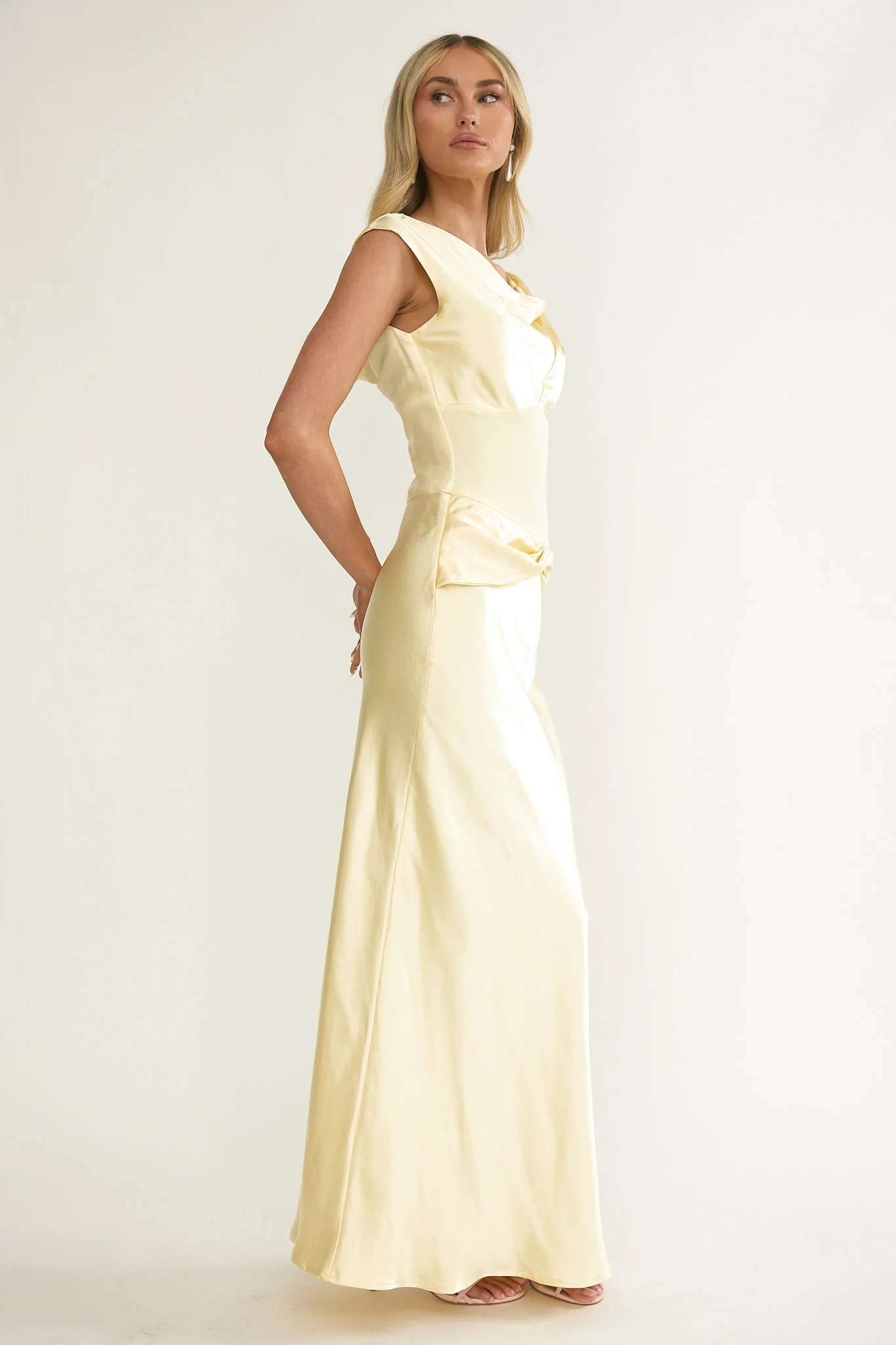 Tahlia Rae Mesh Waist Cap Sleeve Maxi Dress Butter - Image 6
