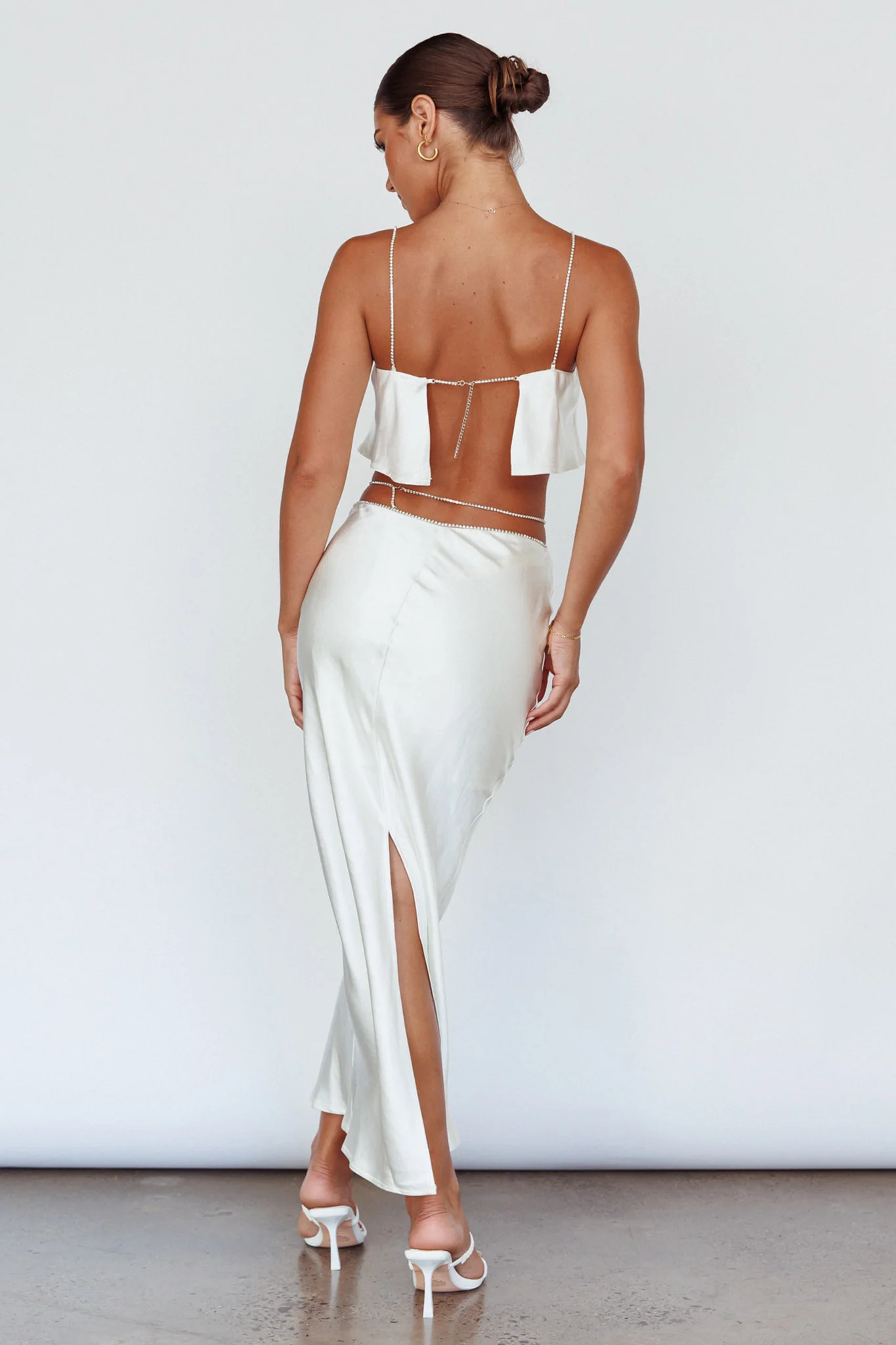 Tahni Diamante Chain Maxi Skirt Oyster - Image 2