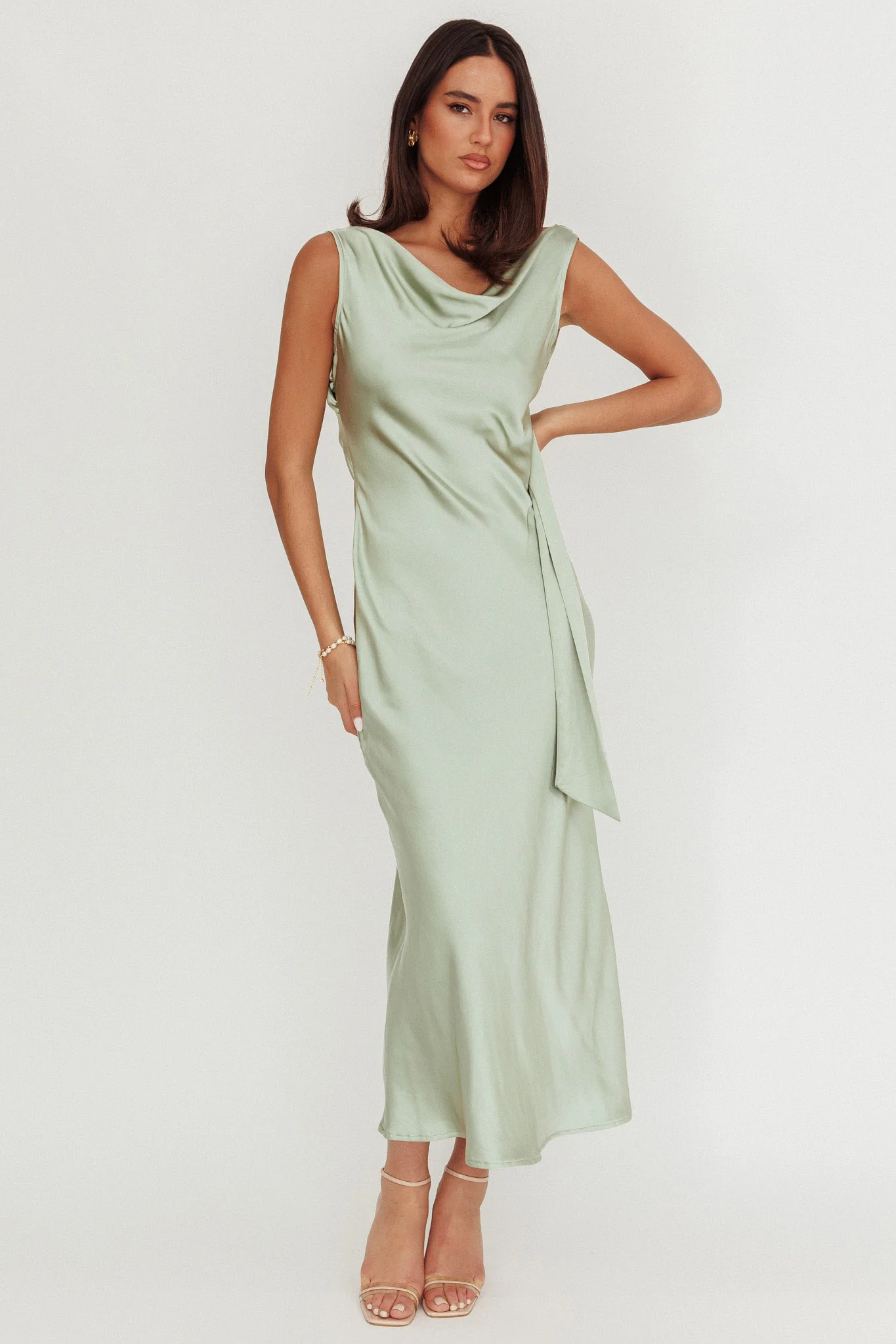 Take Care Backless Sash Maxi Dress Pistachio - Image 5