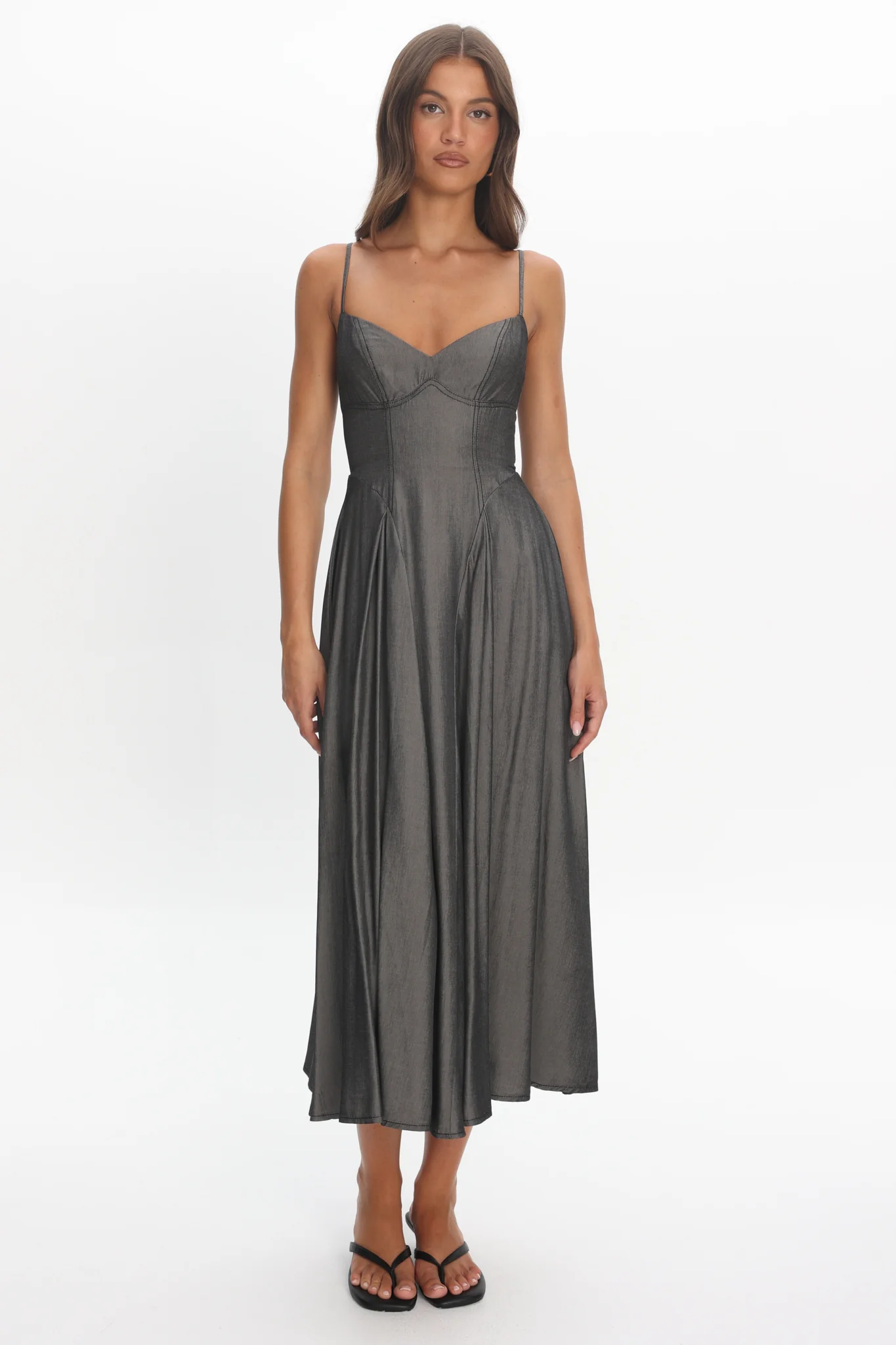 Take It All Cami Strap Midi Dress Charcoal - Image 4