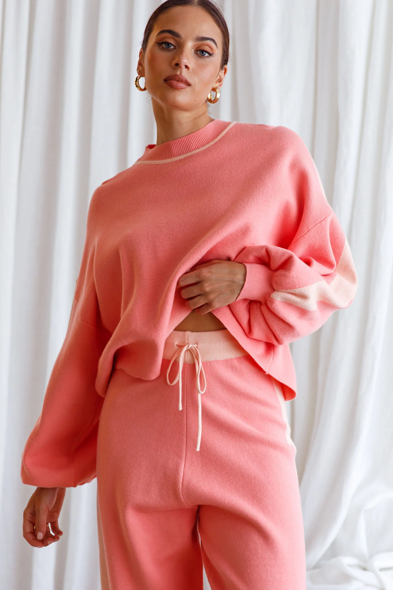 Take Me Back Brushed Knit Jogger Pants Peach - Image 4