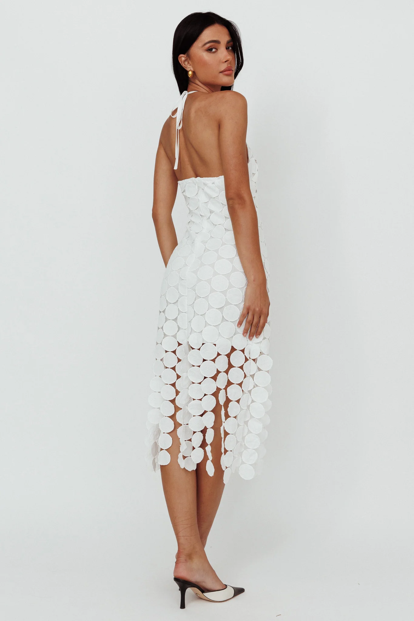 Taking Chances Halterneck Circle Mini Dress White - Image 2