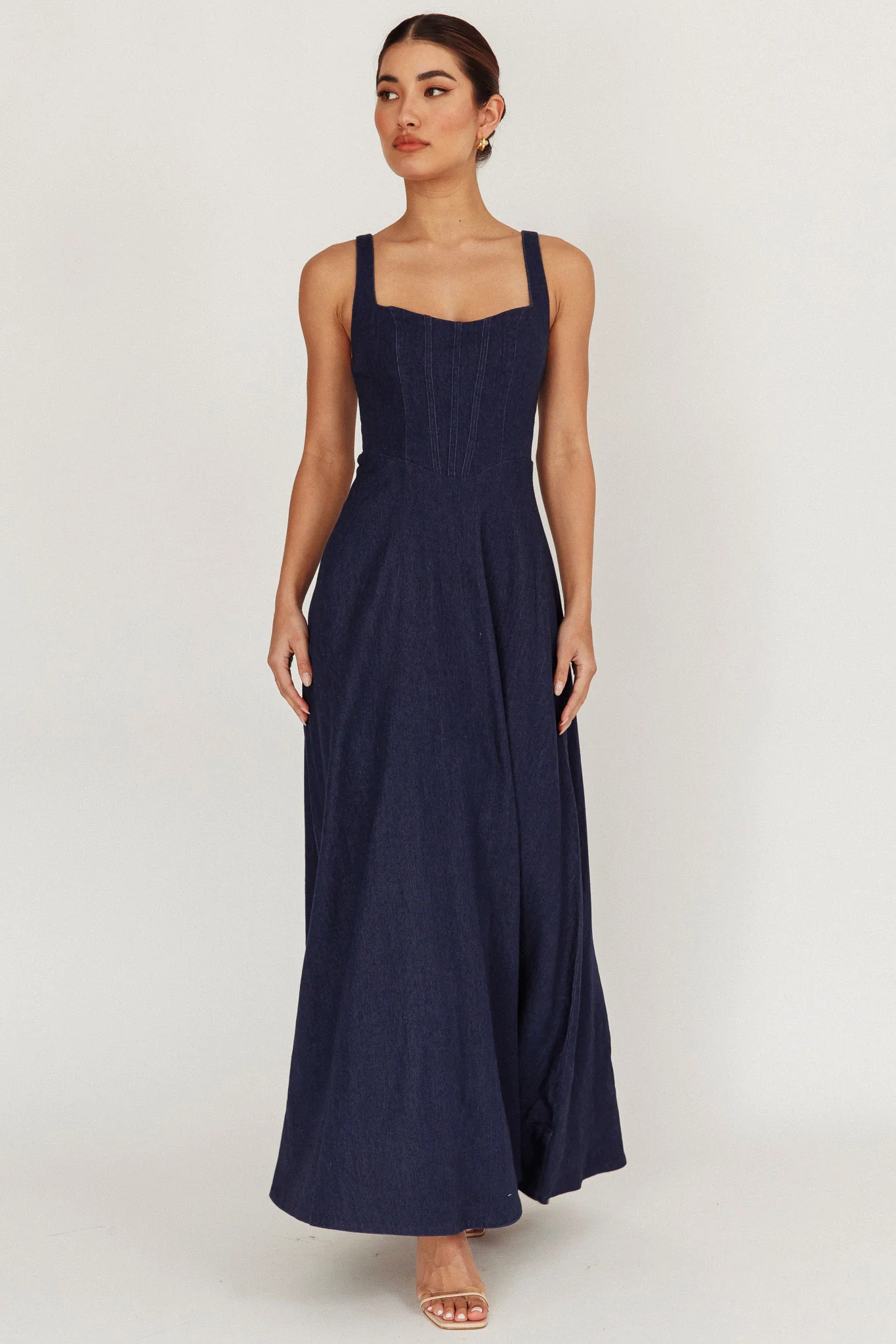 Talissa A-Line Maxi Denim Dress Indigo - Image 4