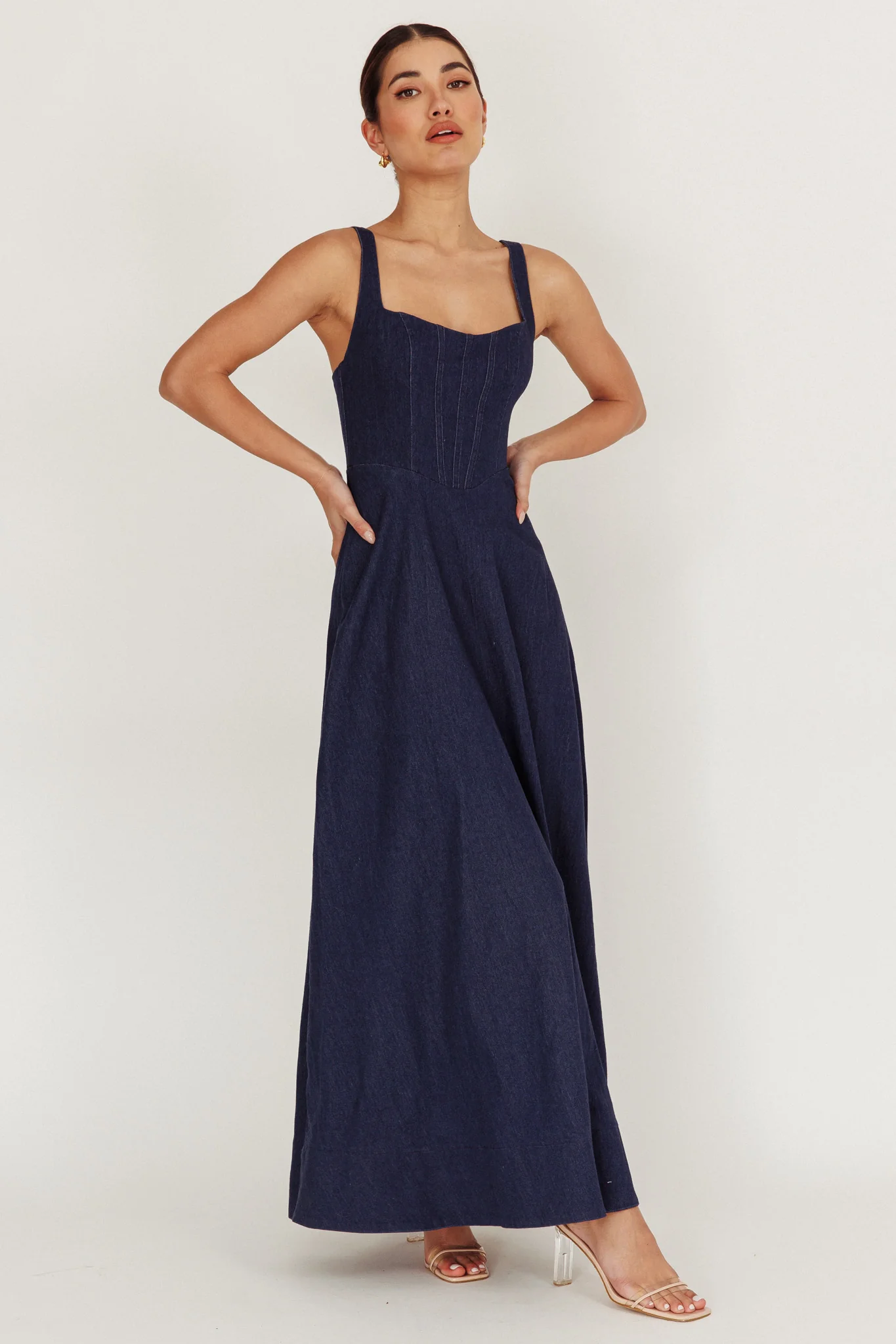 Talissa A-Line Maxi Denim Dress Indigo - Image 6