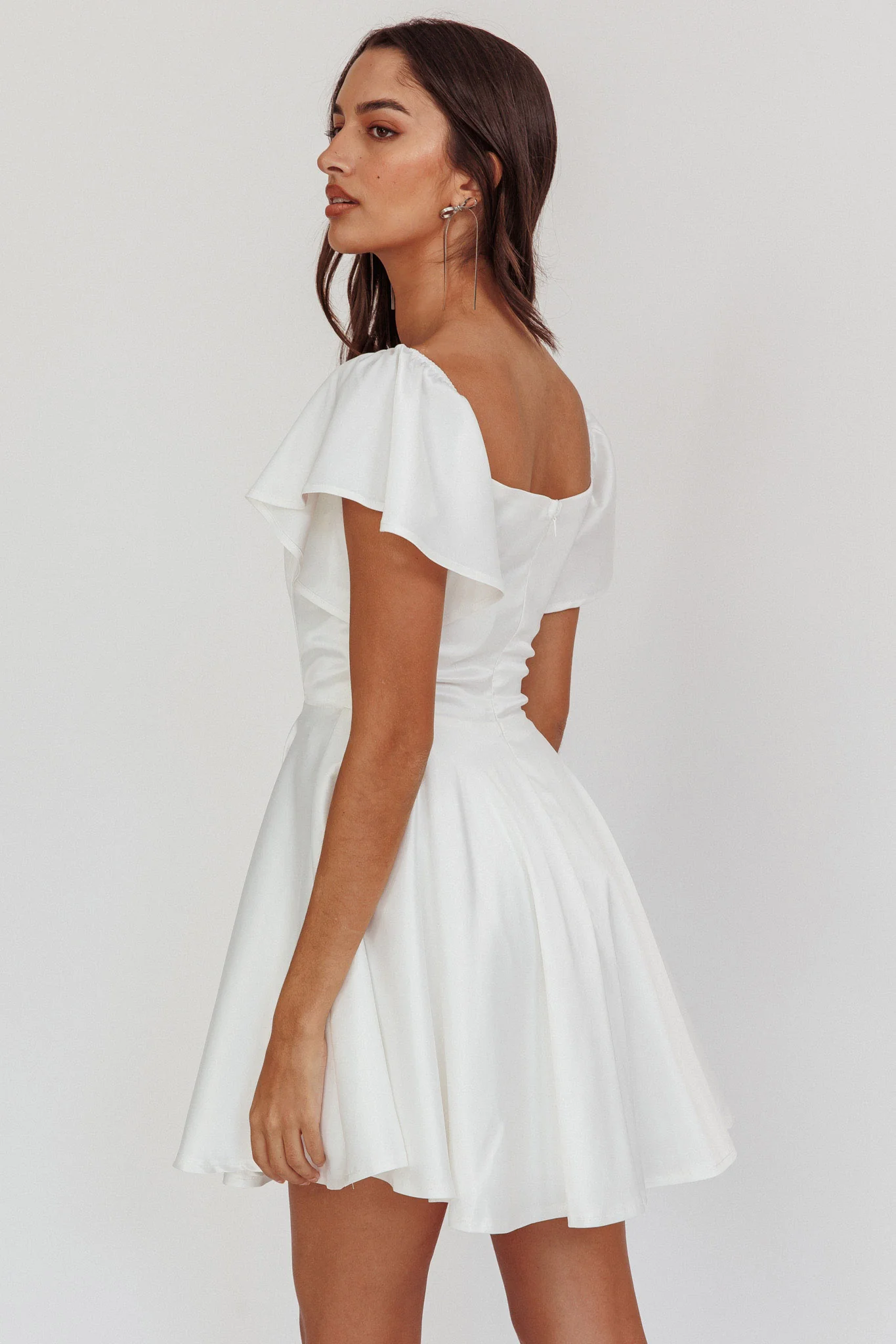 Tamelia Flutter Sleeve Mini Dress White - Image 3
