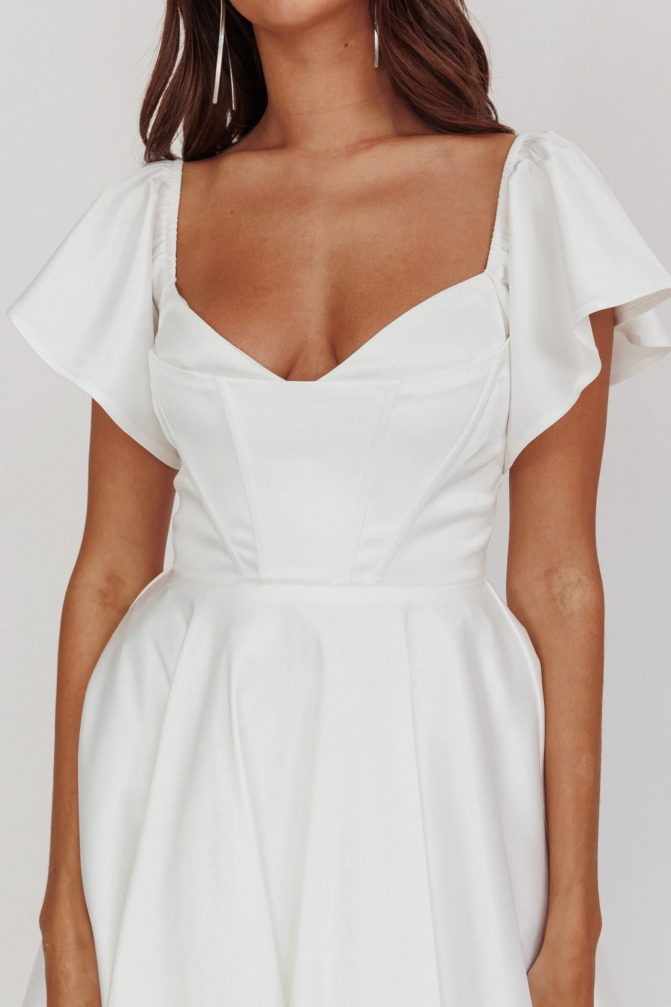 Tamelia Flutter Sleeve Mini Dress White - Image 5