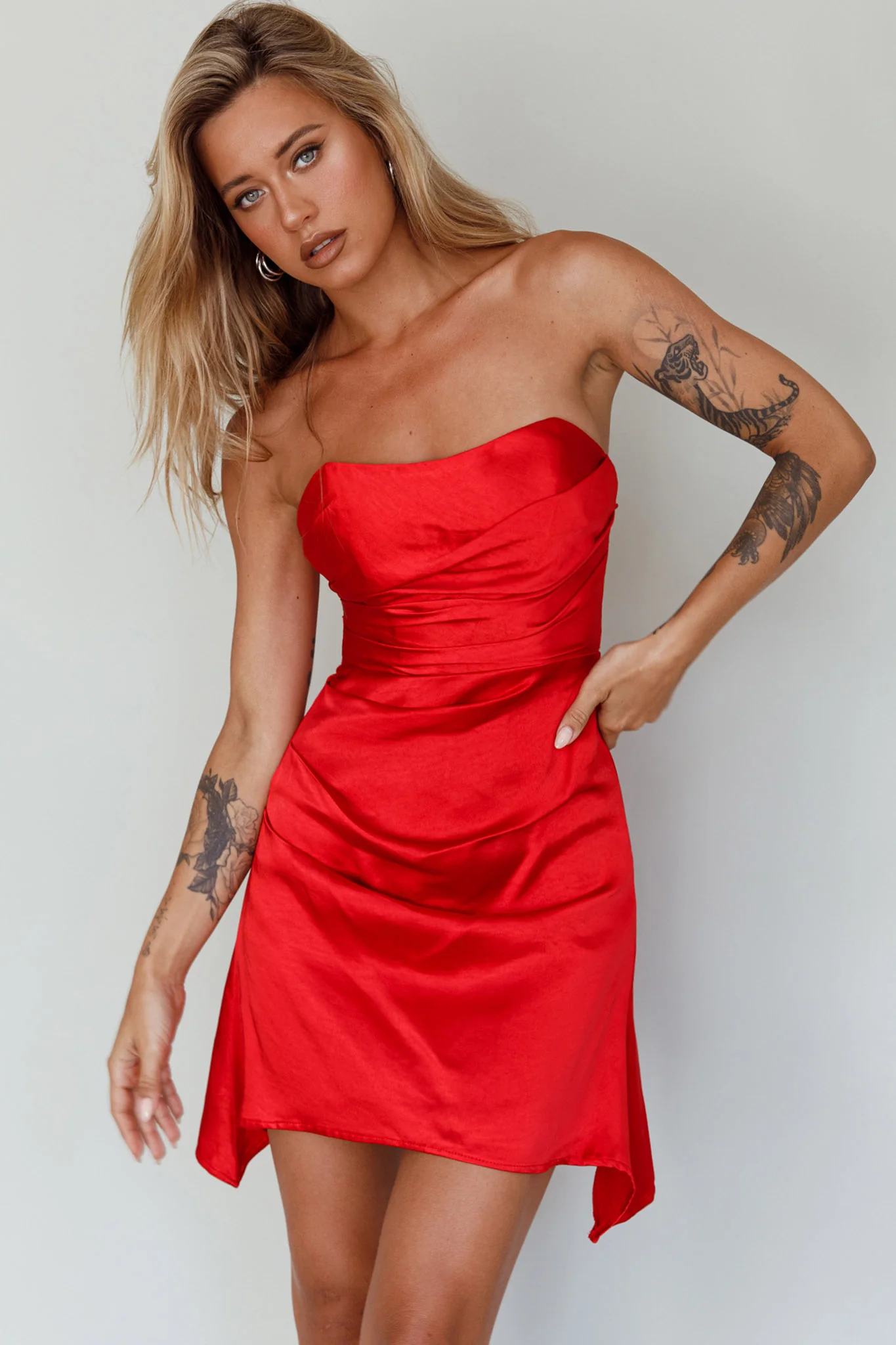Tamia Strapless Mini Dress Cherry - Image 3