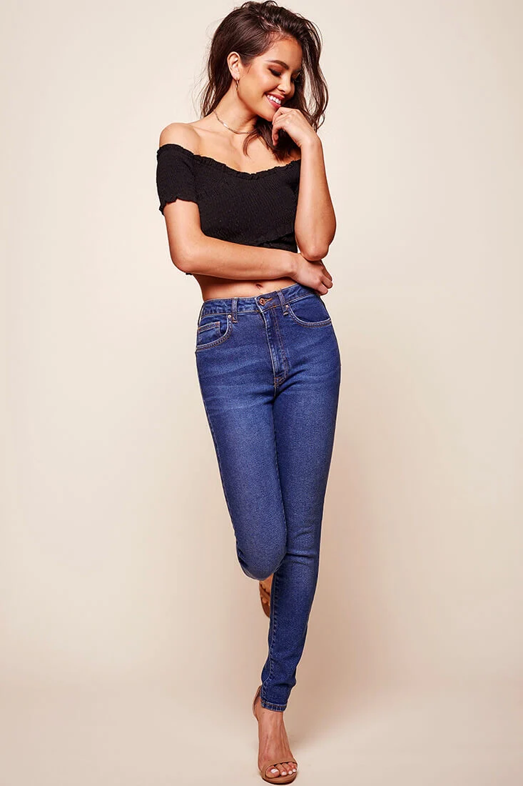 Tamieka Crossover Crop Top Black - Image 2