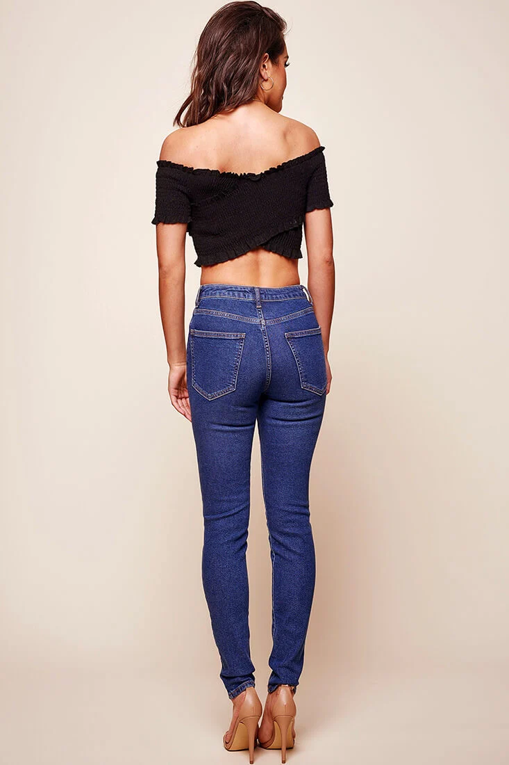 Tamieka Crossover Crop Top Black - Image 5
