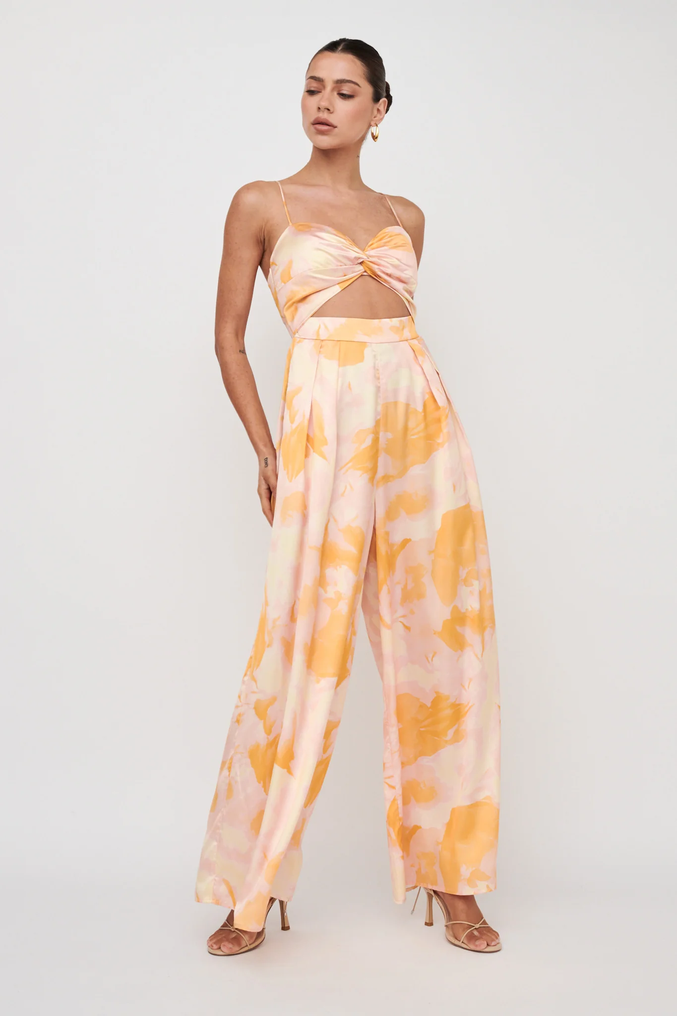 Tammi Cut-Out Waist Jumpsuit Abstract Yellow - Image 5