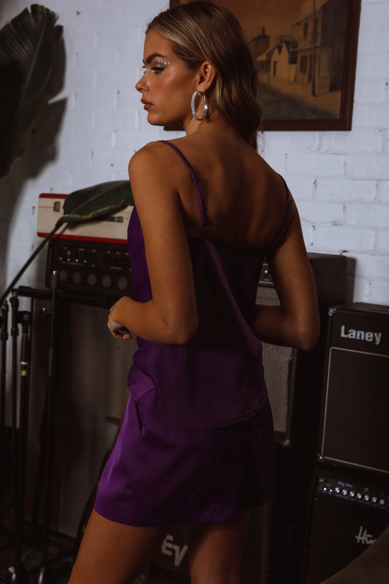 Taylah Cowl Neck Cami Top Purple - Image 2