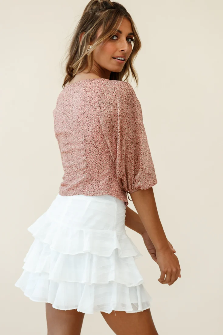 Taz Puff Sleeve Tie Front Top Leopard Print Pink - Image 5