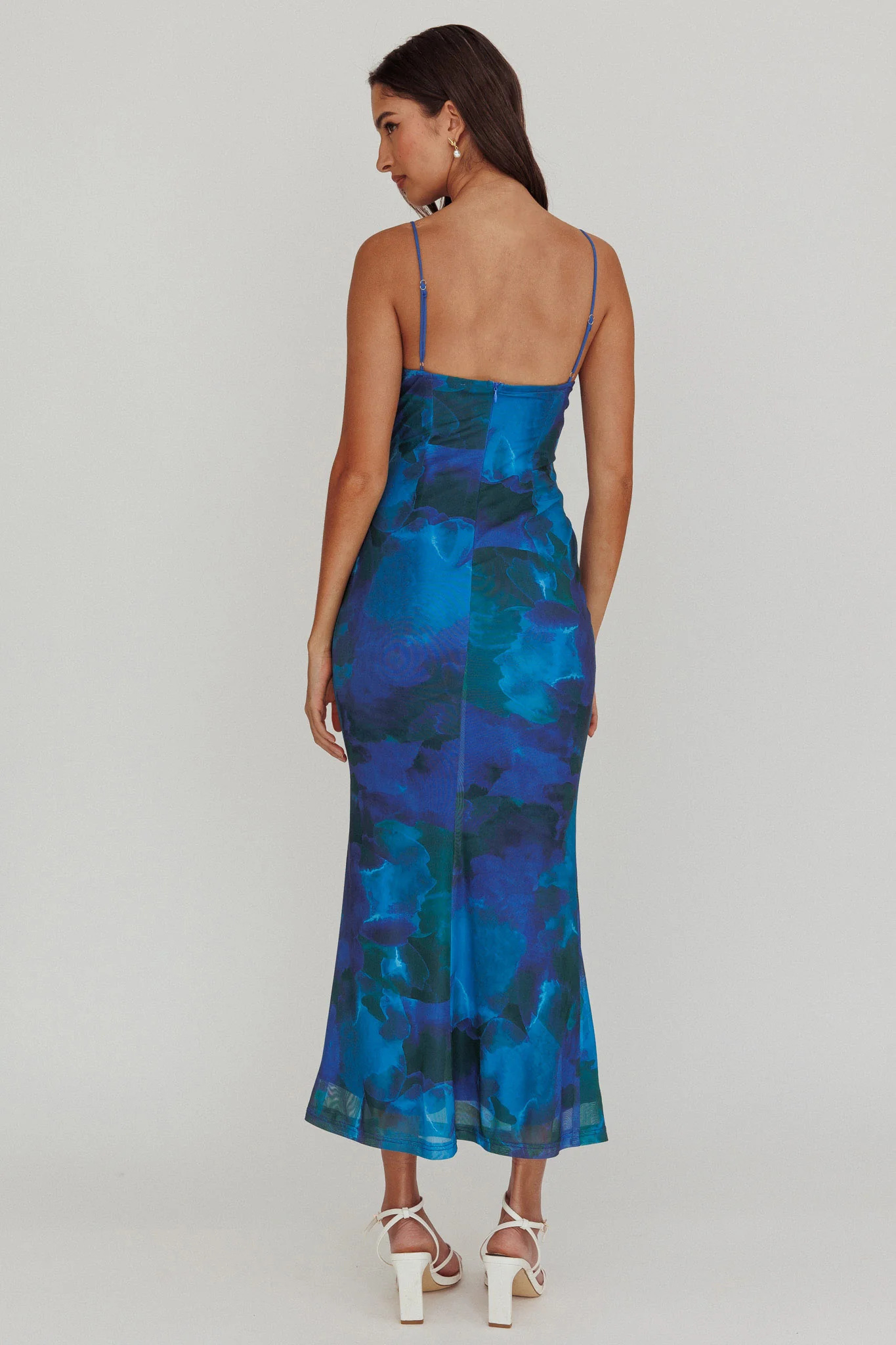 Teava Laced Waist Maxi Dress Print Blue - Image 2