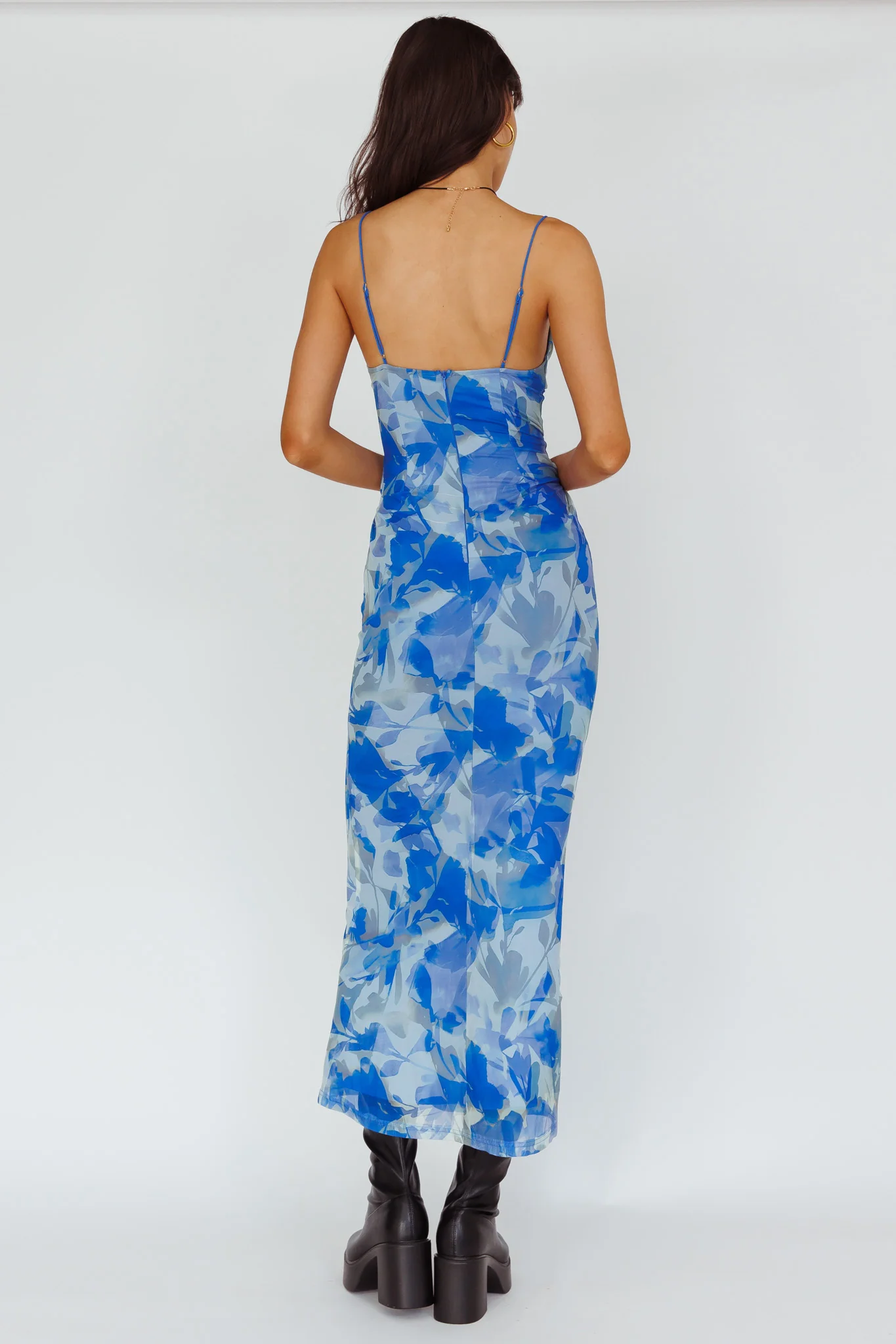 Teava Laced Waist Maxi Dress Print Floral Blue - Image 2