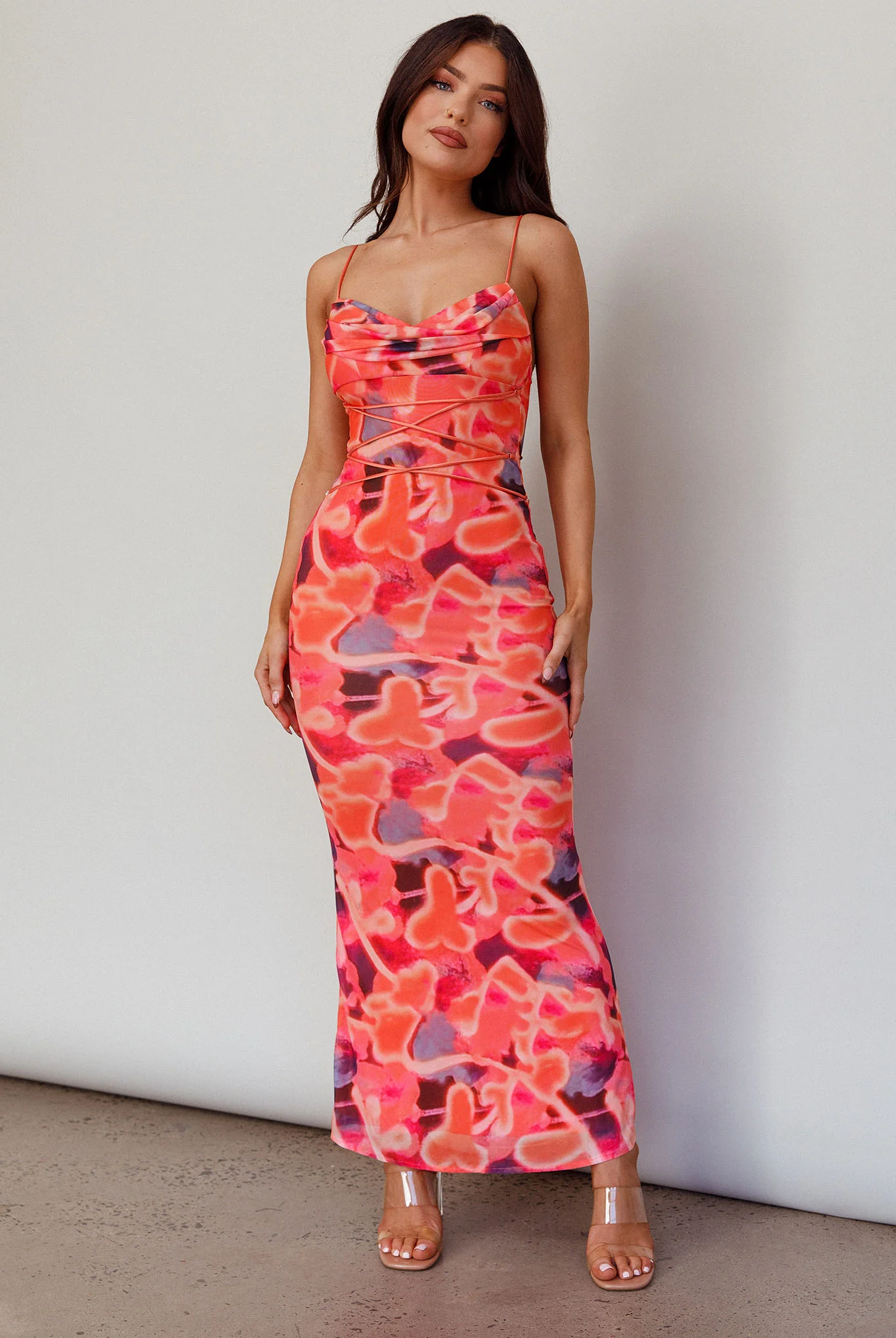 Teava Laced Waist Midi Dress Abstract Sorbet - Image 5
