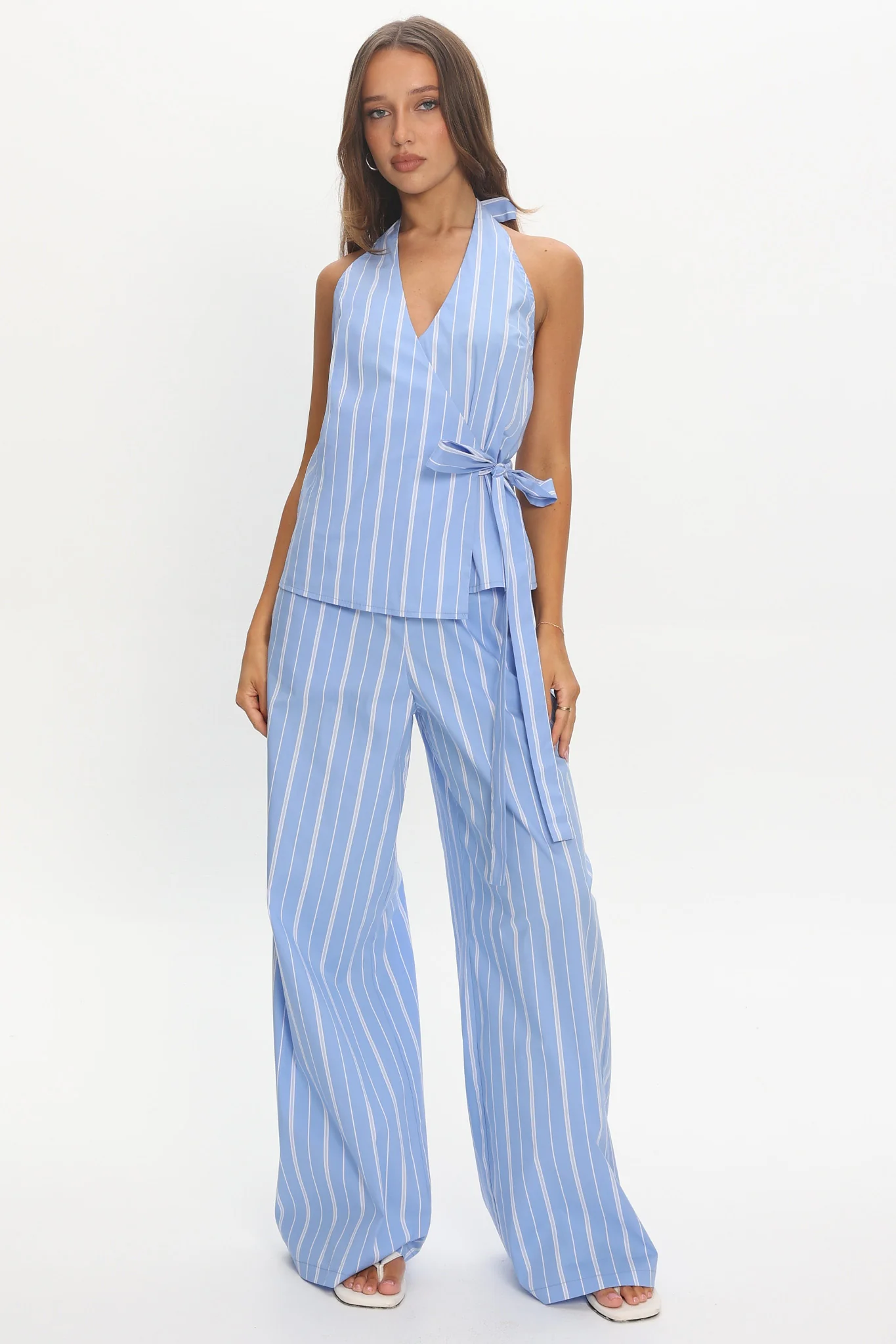 Teela Wide Leg Pants Stripe Blue - Image 2