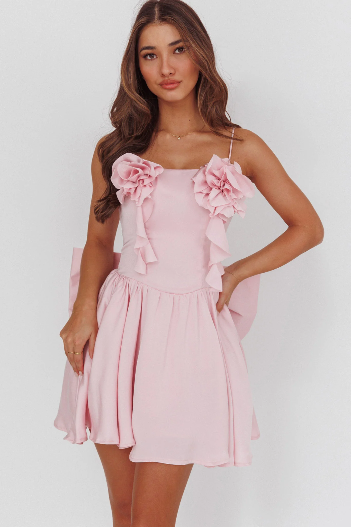 Tell Me Twice Bow Back Mini Dress Pink - Image 3