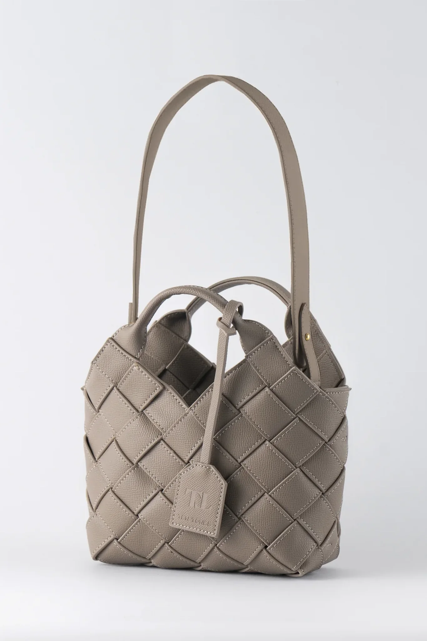 TEN TONES Clementine Woven Mini Tote Beige - Image 3