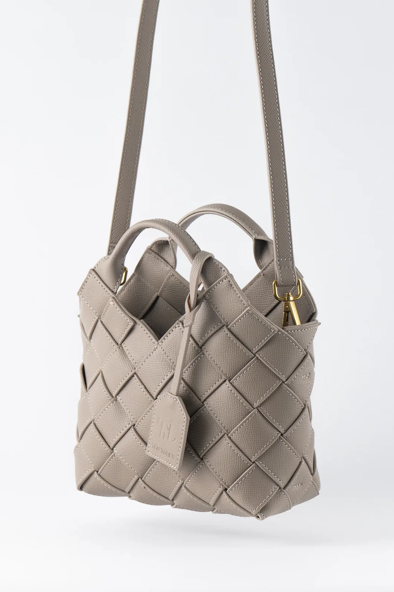 TEN TONES Clementine Woven Mini Tote Beige - Image 4