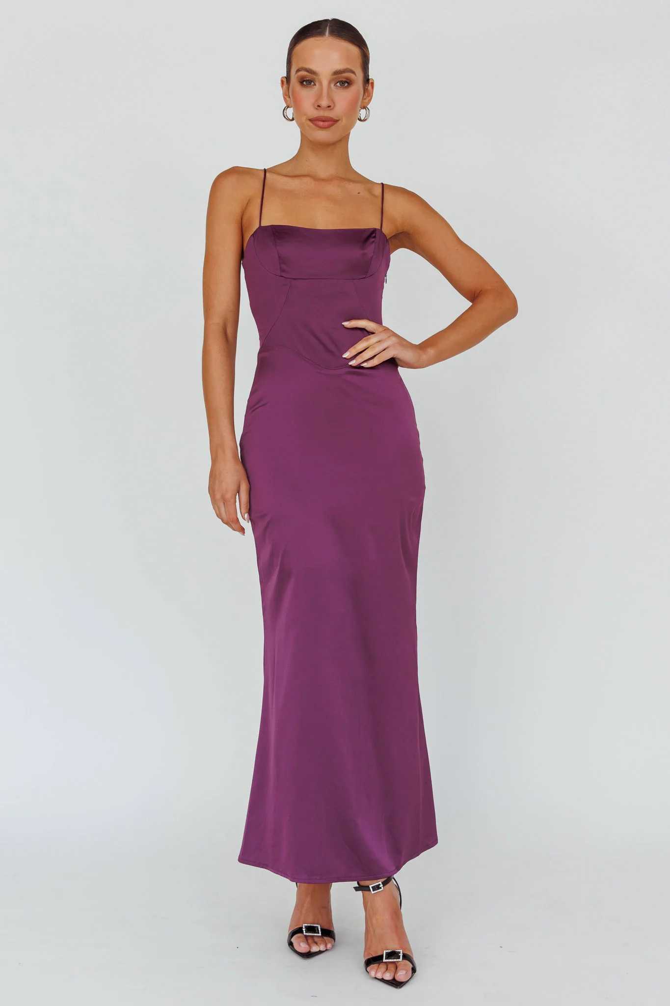 Teneal Lace-Up Back Maxi Dress Plum - Image 3