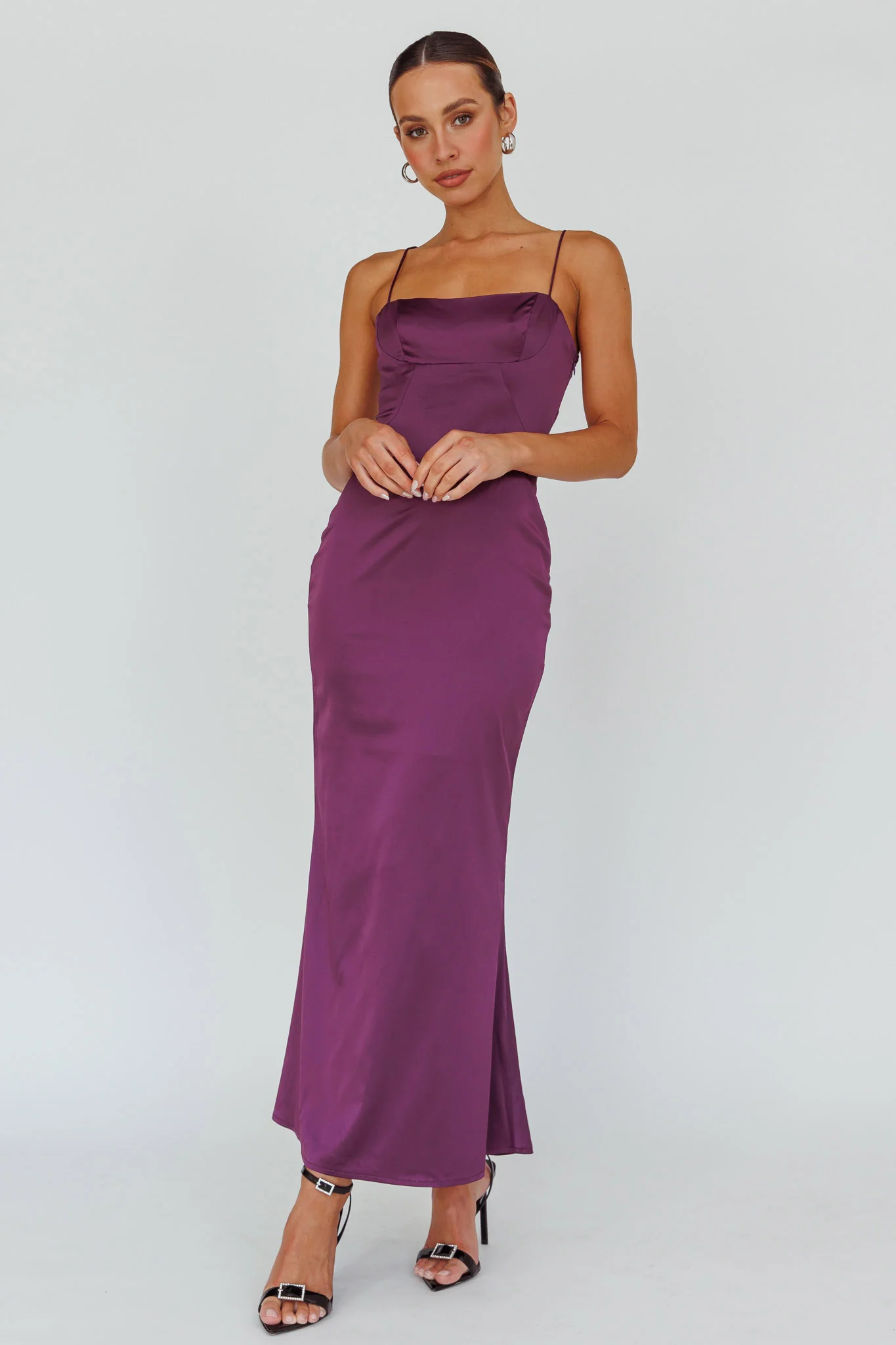 Teneal Lace-Up Back Maxi Dress Plum - Image 5