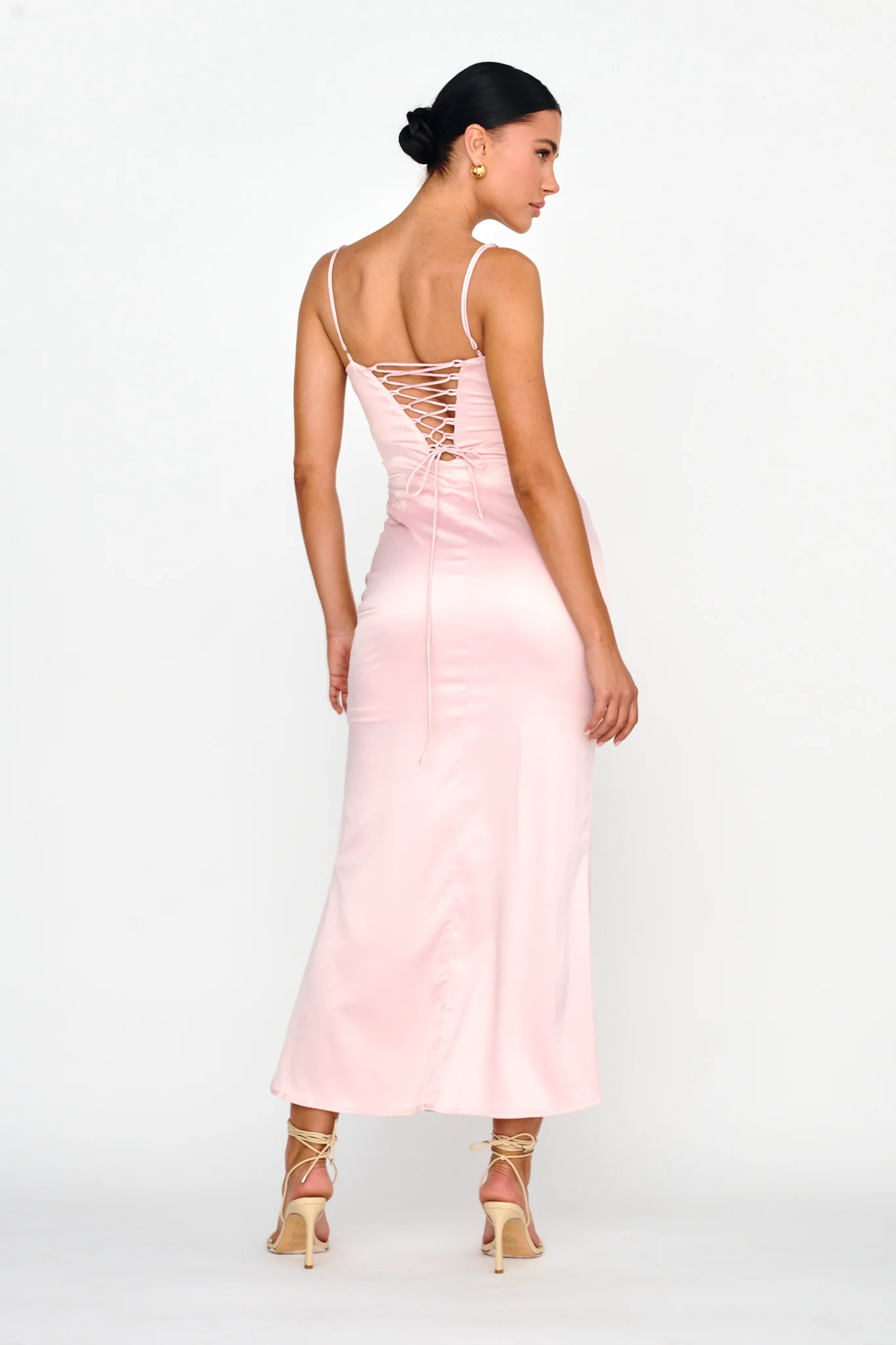 Teneal Lace-Up Back Midi Dress Blush - Image 2