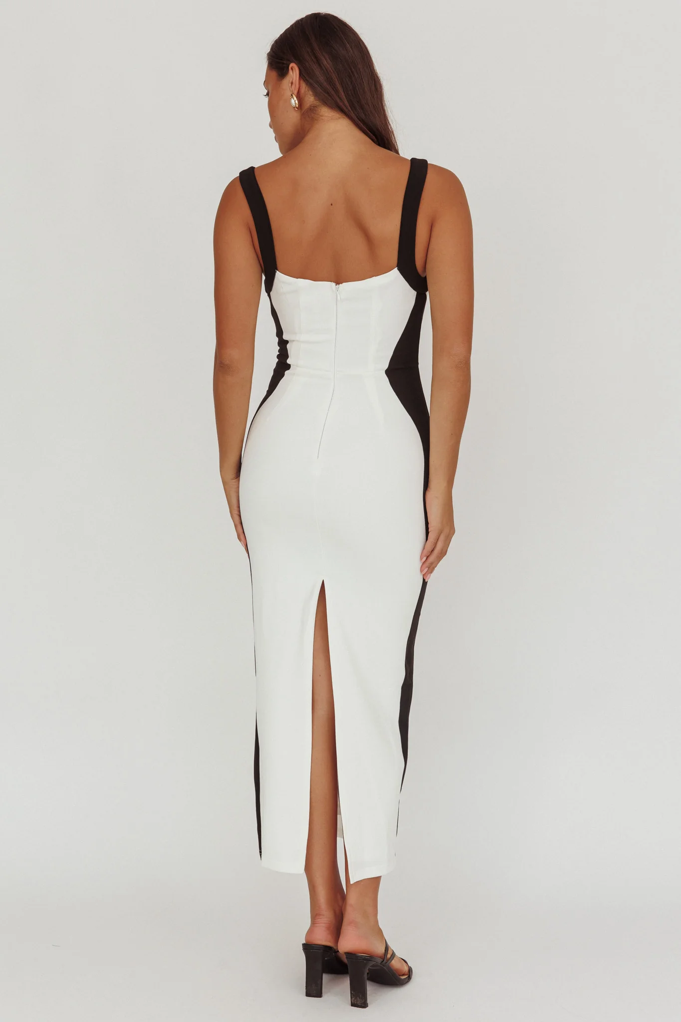 Tenika Contrast Bodycon Midi Dress White - Image 2
