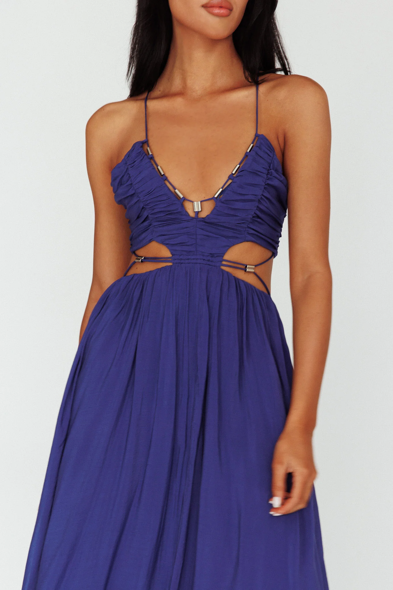 Tenyl Open Back Strappy Midi Dress Navy - Image 4