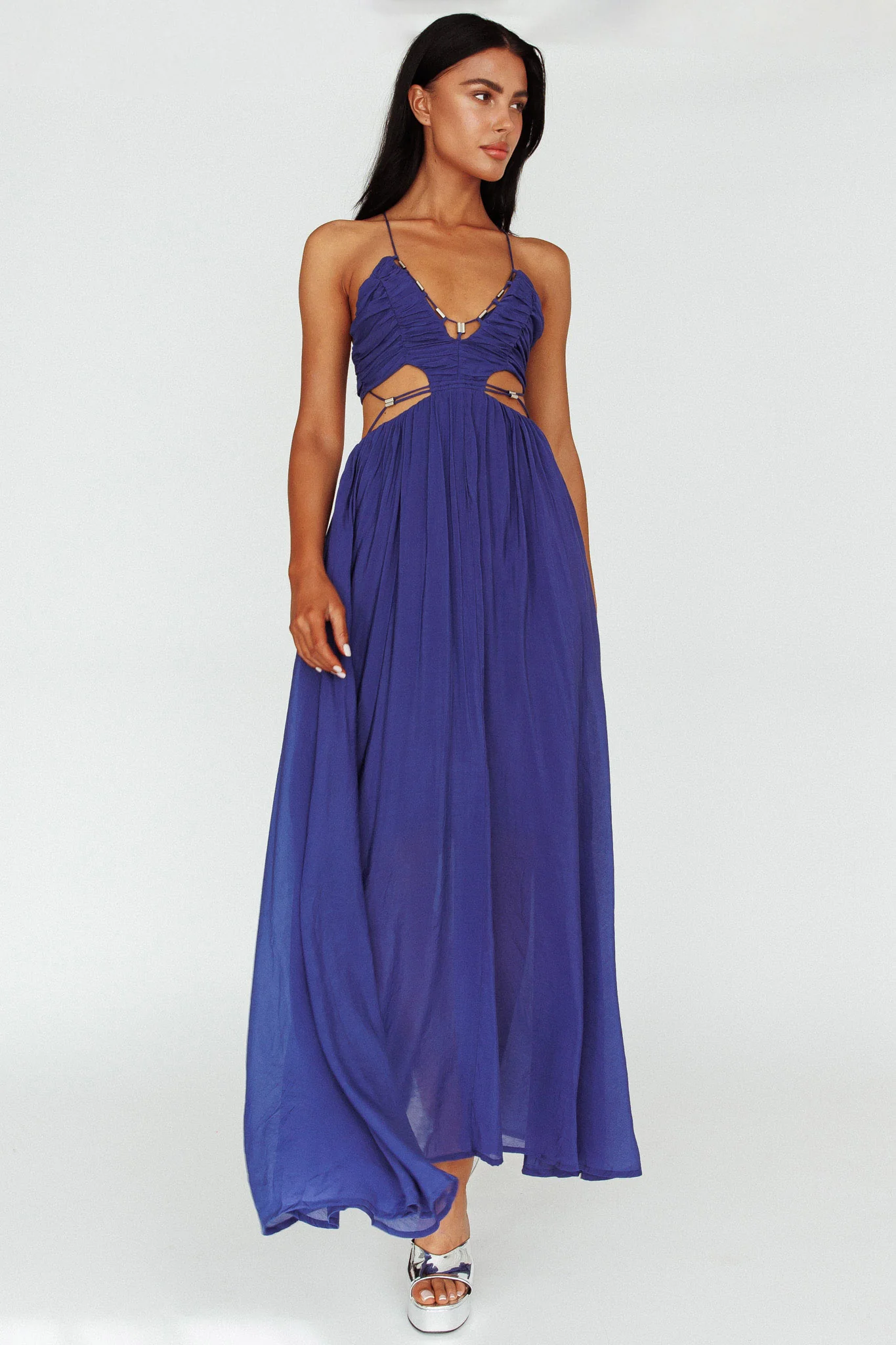 Tenyl Open Back Strappy Midi Dress Navy - Image 5