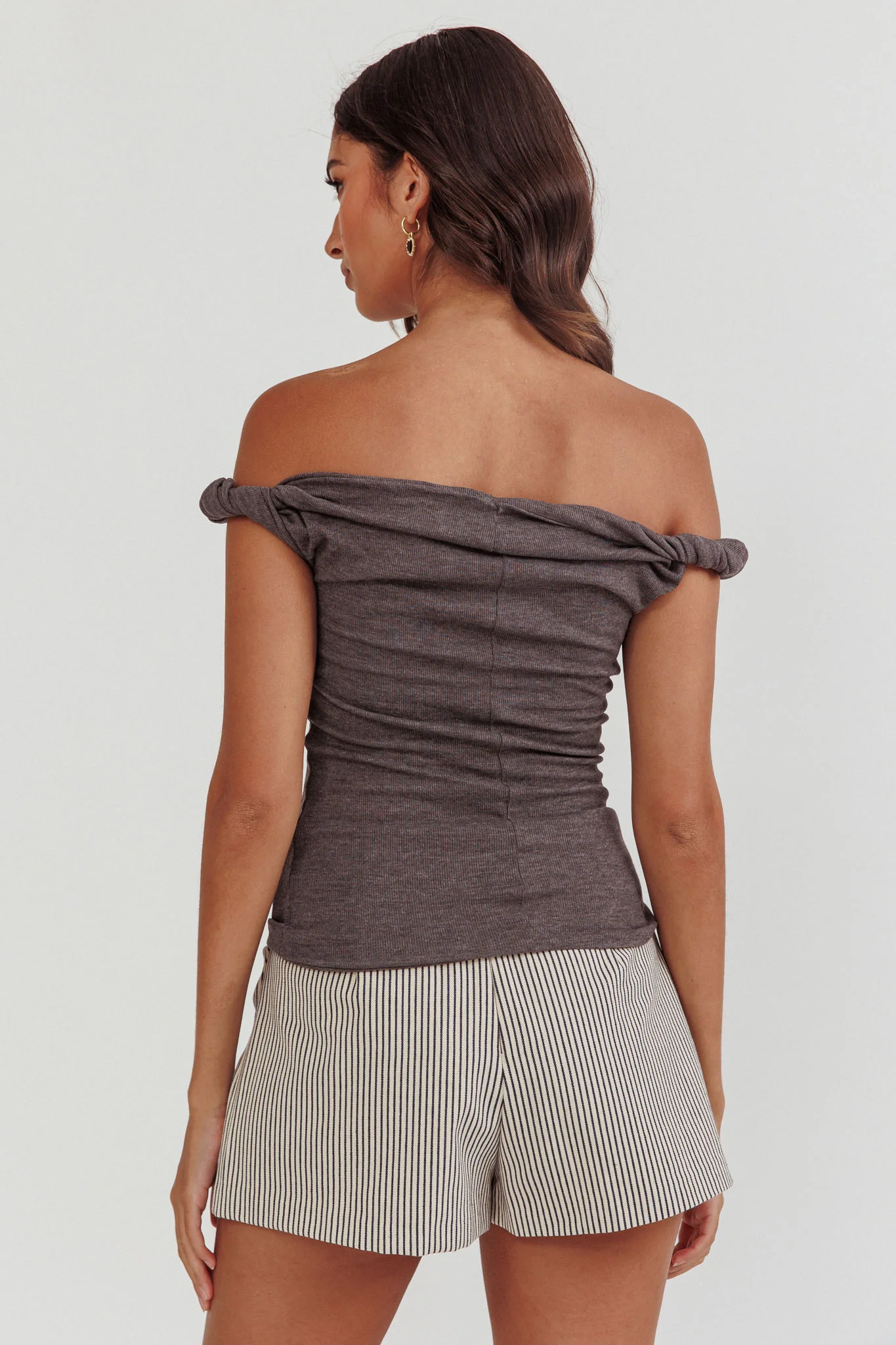 Teri Rolled Off-Shoulder Top Charcoal - Image 2