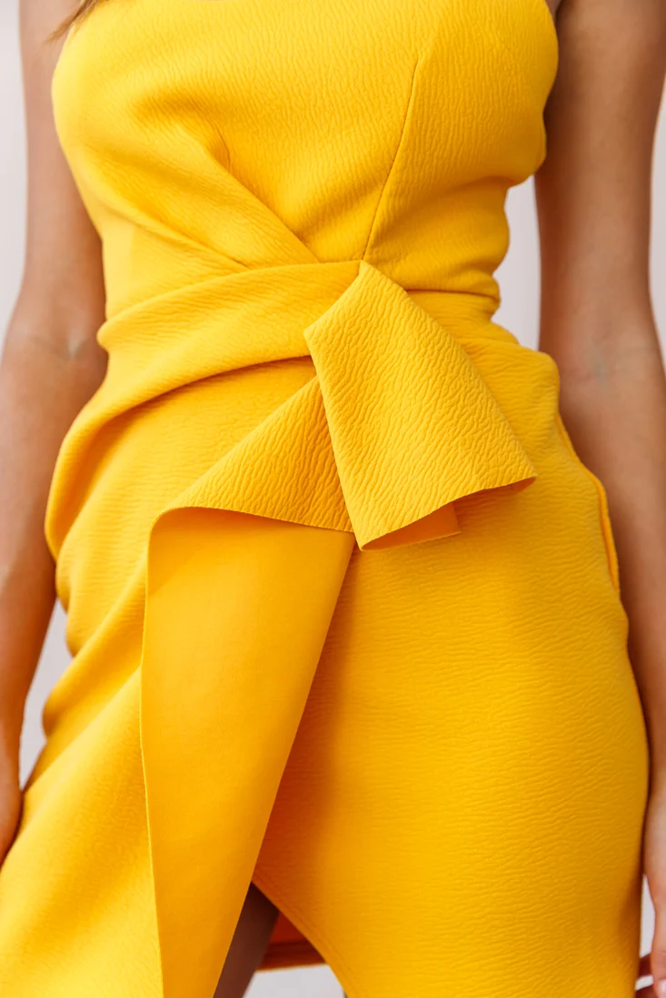 Tesla Cami Strap Sculpted Fabric Dress Yellow - Image 4