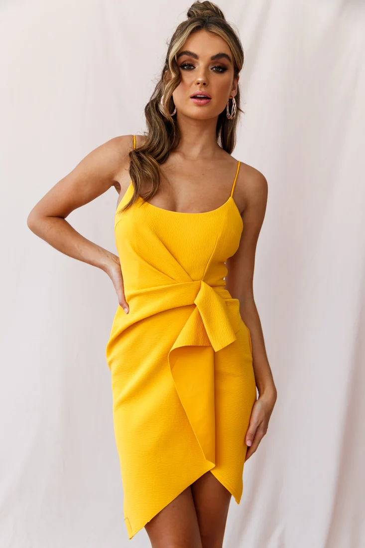 Tesla Cami Strap Sculpted Fabric Dress Yellow - Image 6