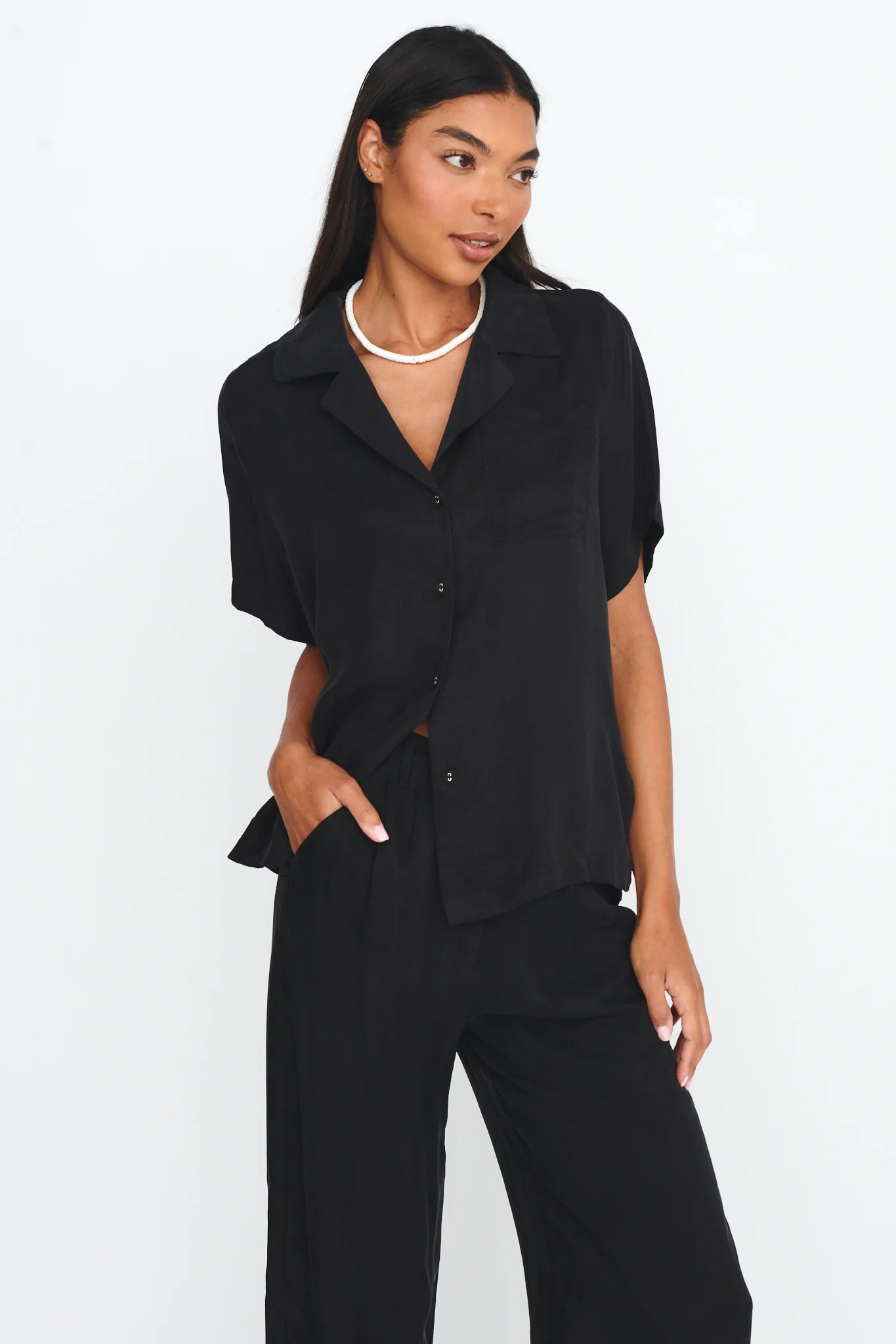 Tessa Button-Up Shirt Black - Image 5