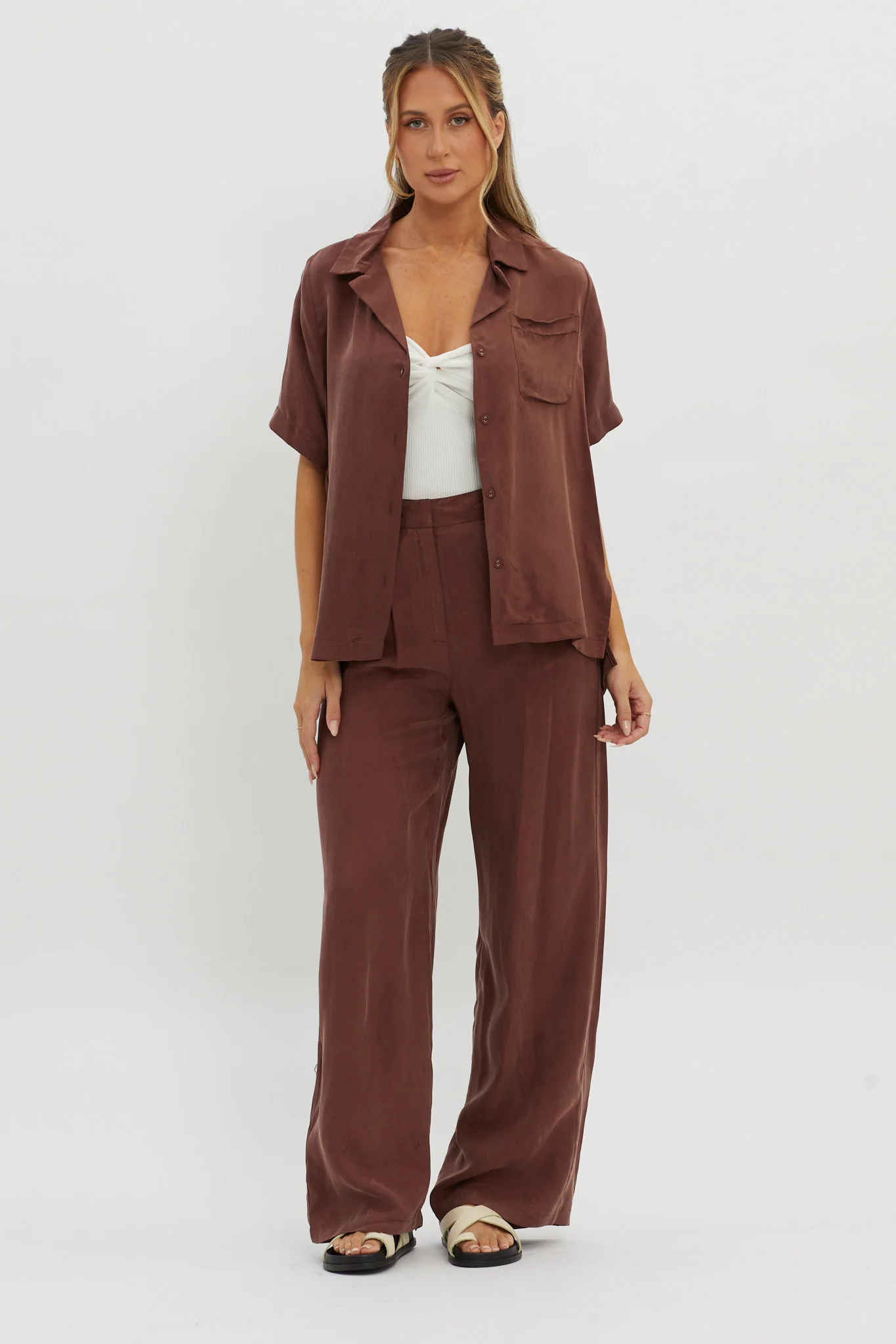 Tessa Button-Up Shirt Choco - Image 2