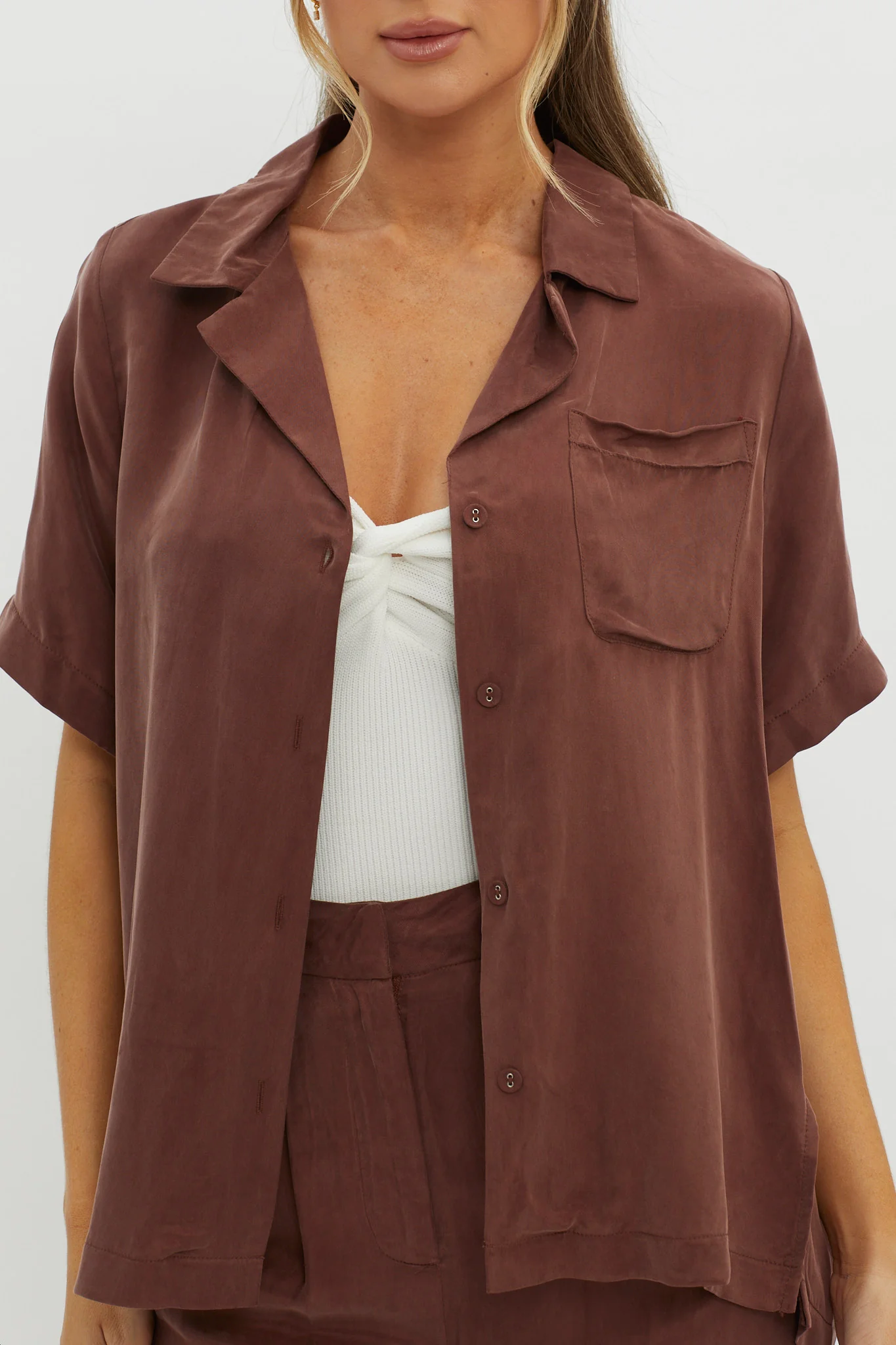 Tessa Button-Up Shirt Choco - Image 4