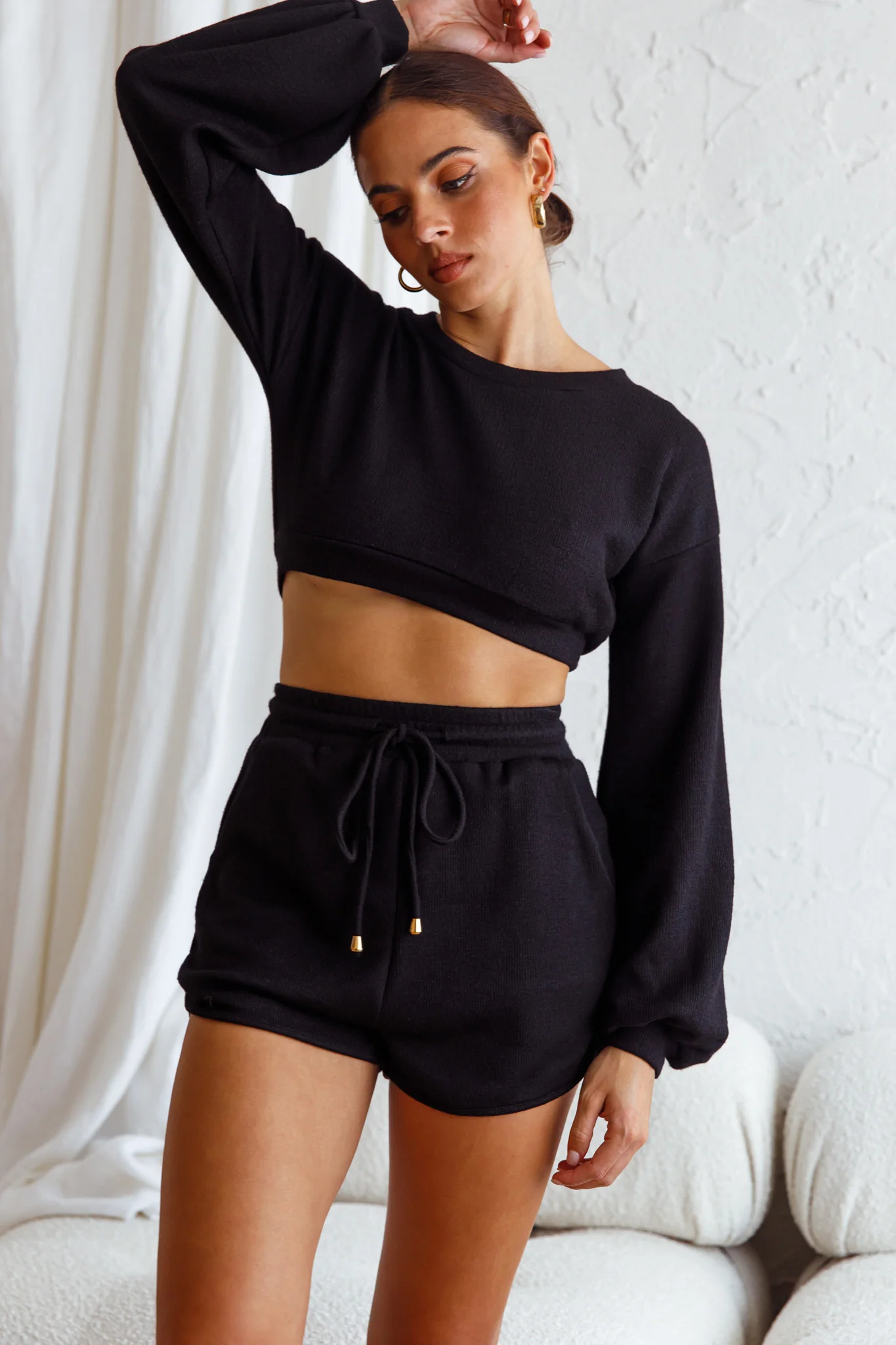 TGIF Drawstring Knit Shorts Black - Image 6