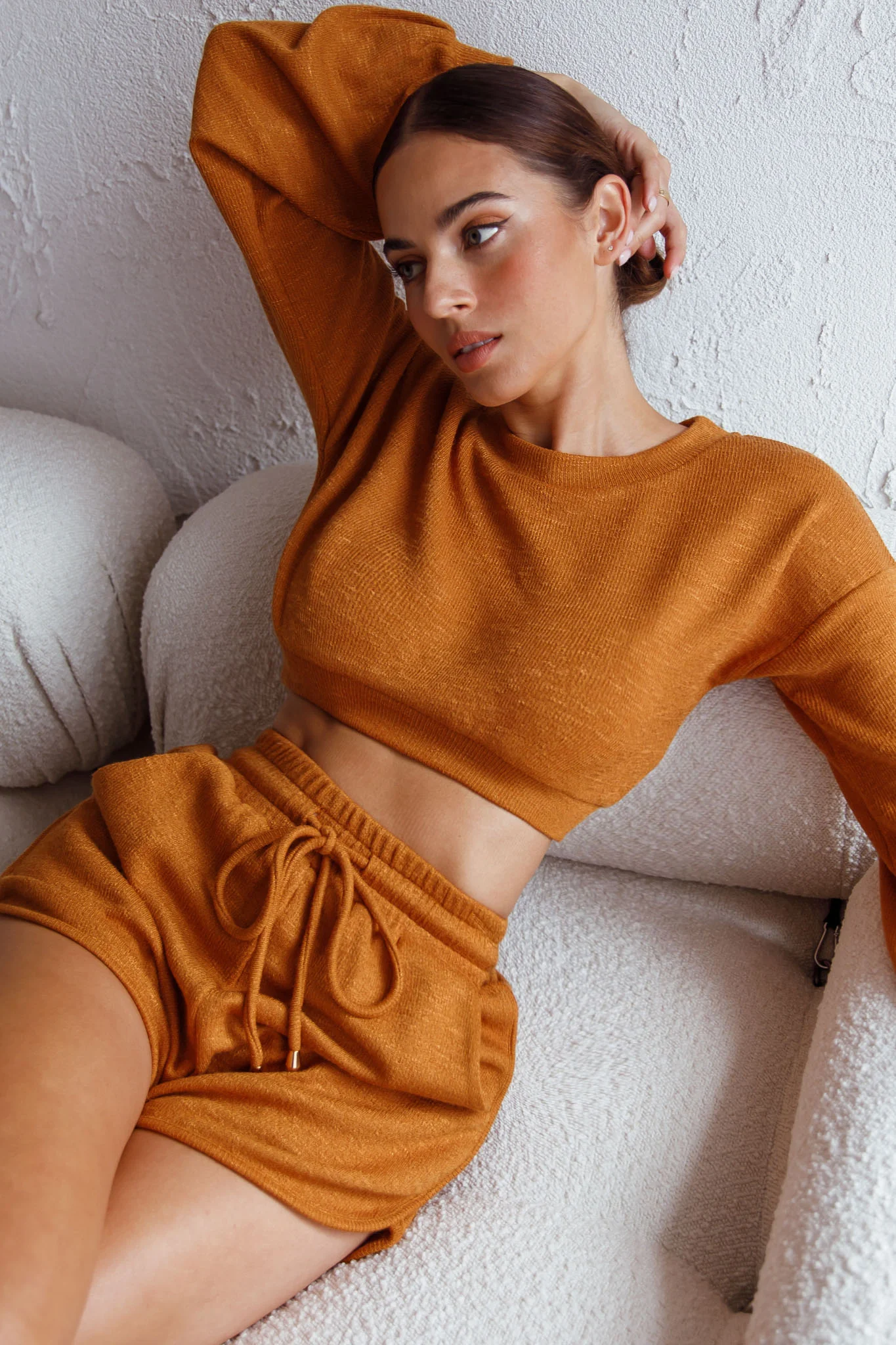 TGIF Drawstring Knit Shorts Mustard - Image 4