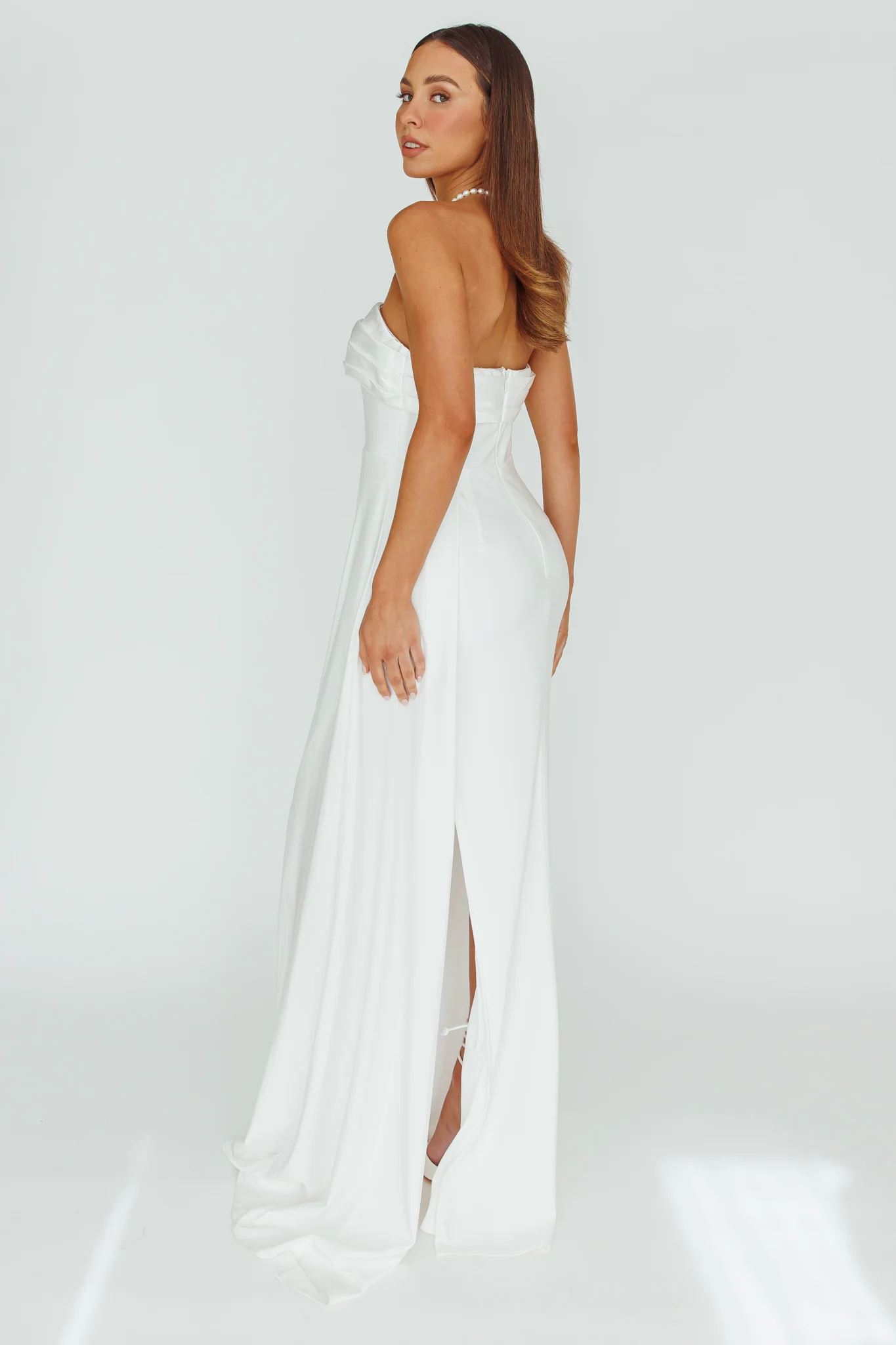 The One Strapless Maxi Dress White - Image 3