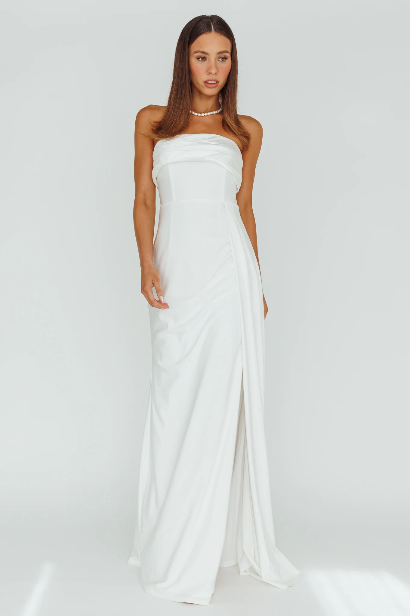 The One Strapless Maxi Dress White - Image 6