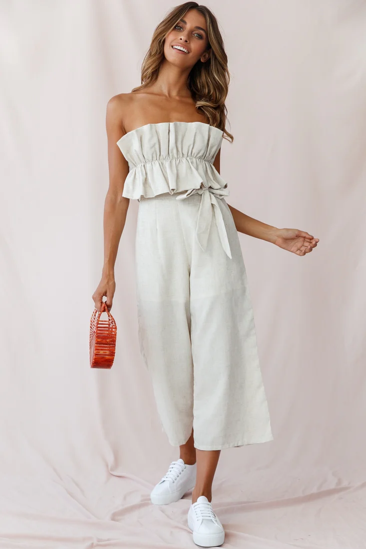Thea Ruffle Crop Top Jumpsuit Natural - Image 5