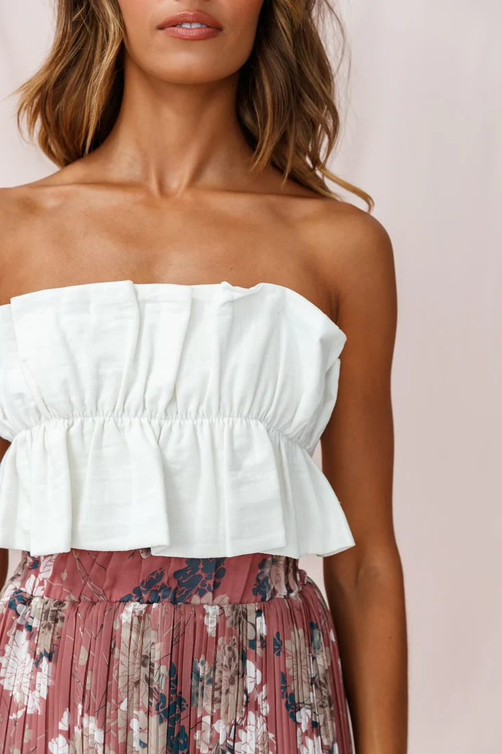 Thea Ruffle Crop Top White - Image 4