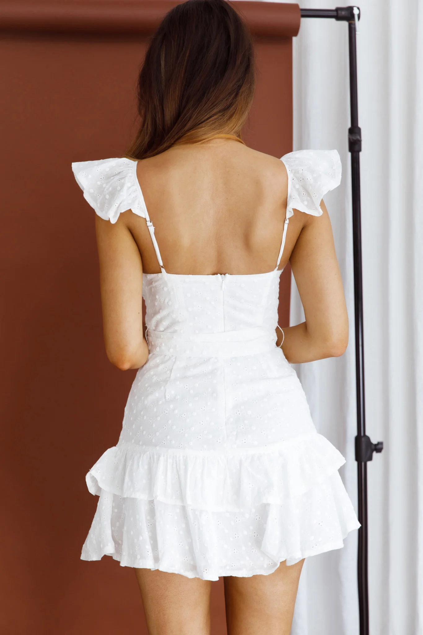 Theodore Ruffle Trimmed Mini Dress White - Image 2
