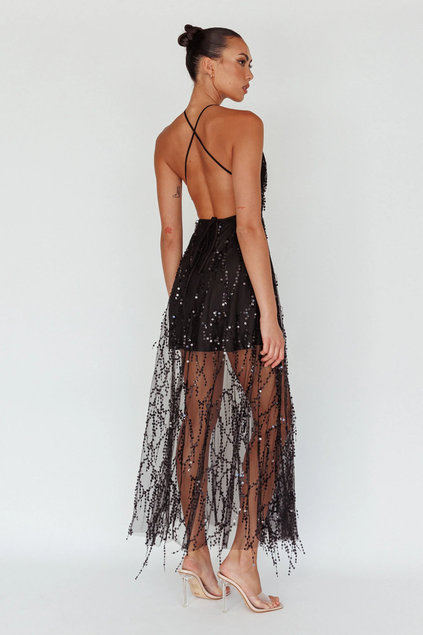 Tiara Sequin Maxi Dress Black - Image 2