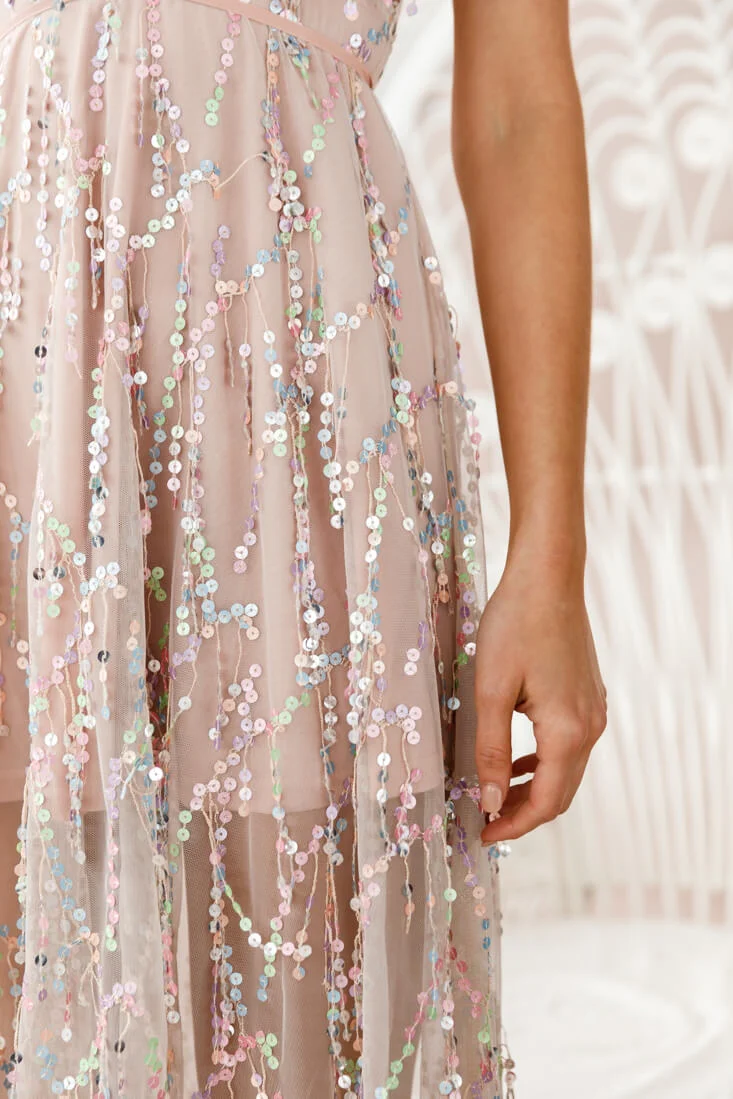 Tiara Sequin Maxi Dress Pink Champagne - Image 5