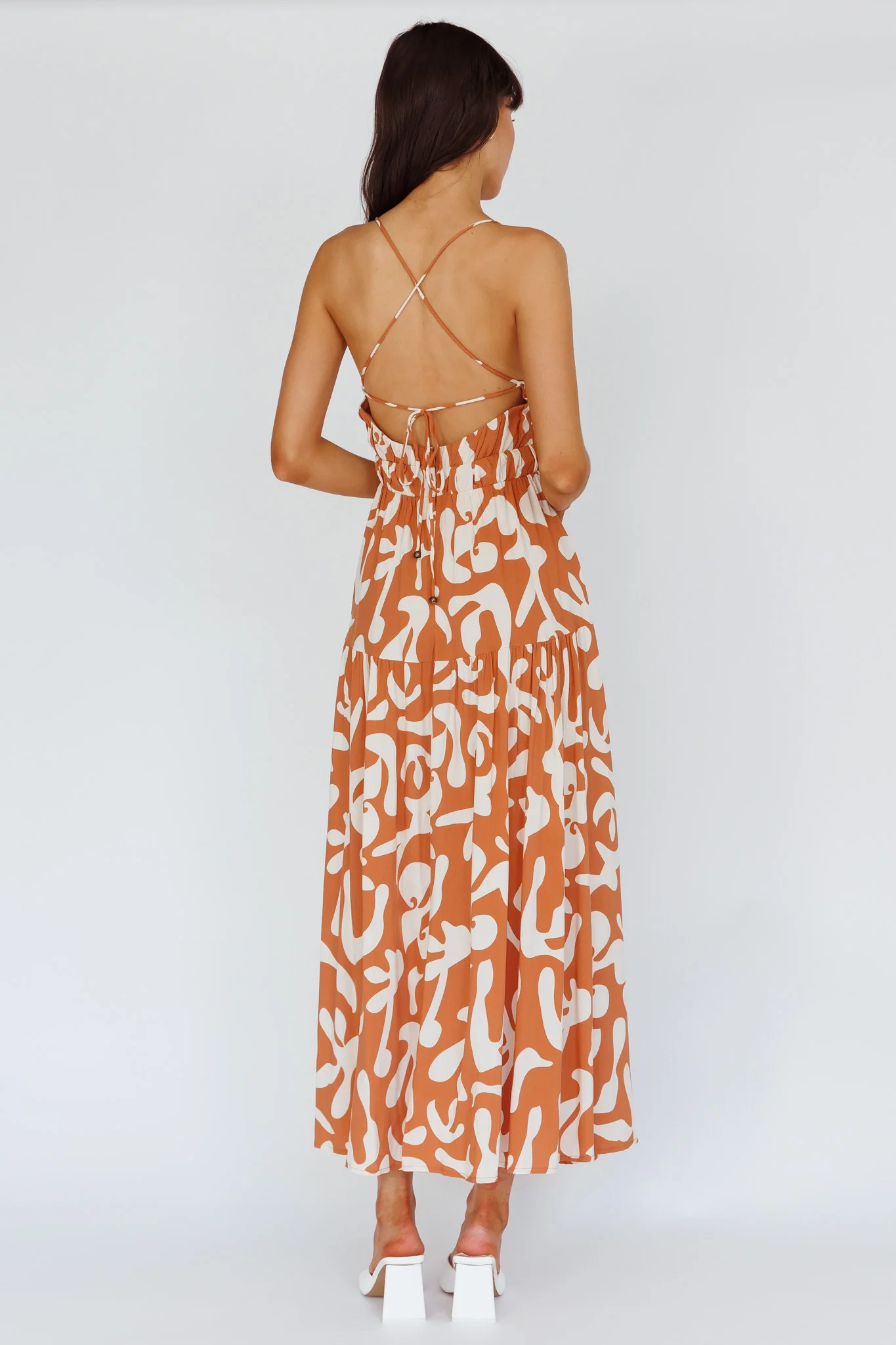 Tiffi Cami Strap Midi Dress Floral Brown - Image 2
